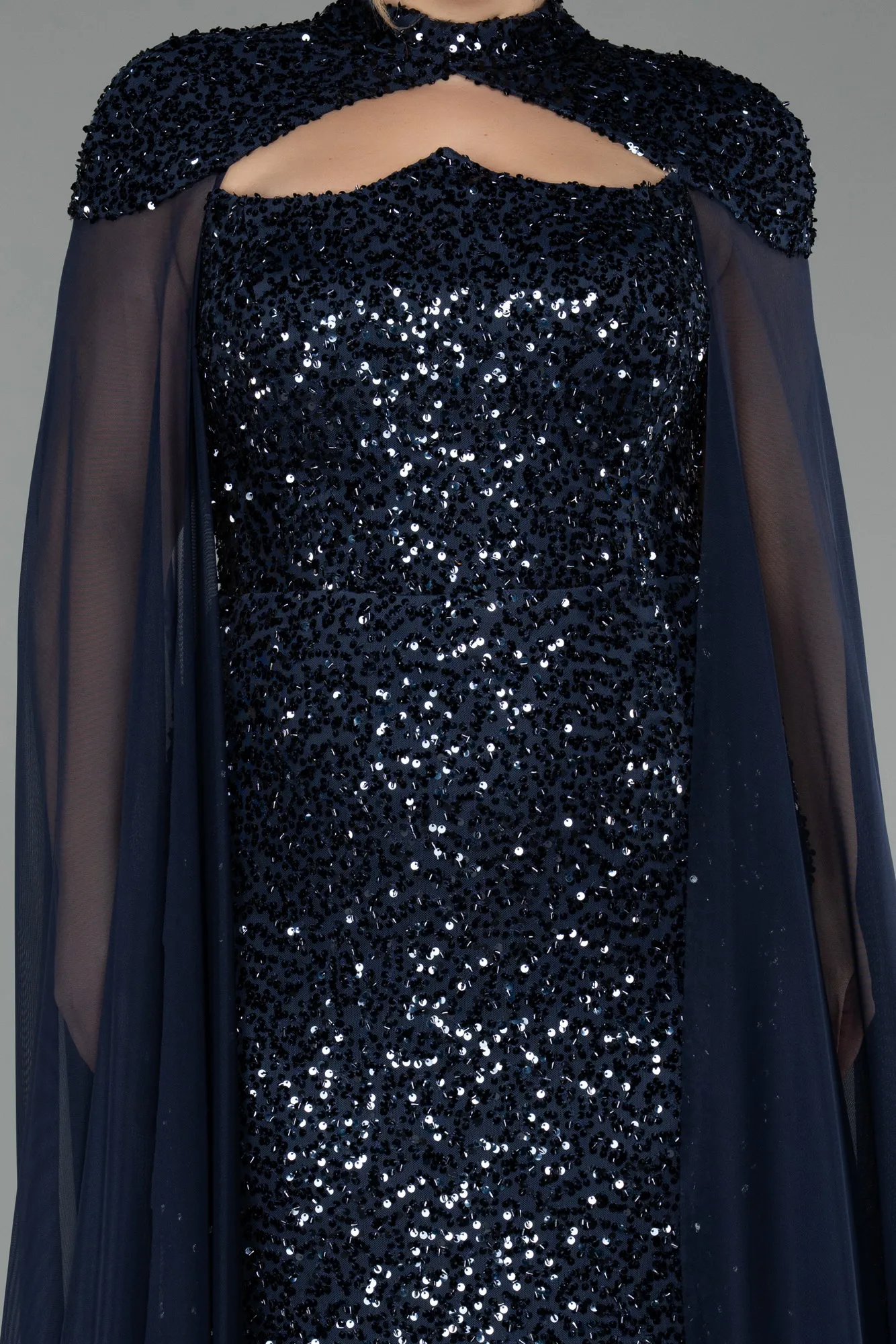 Navy Blue-Long Formal Plus Size Dress ABU5494