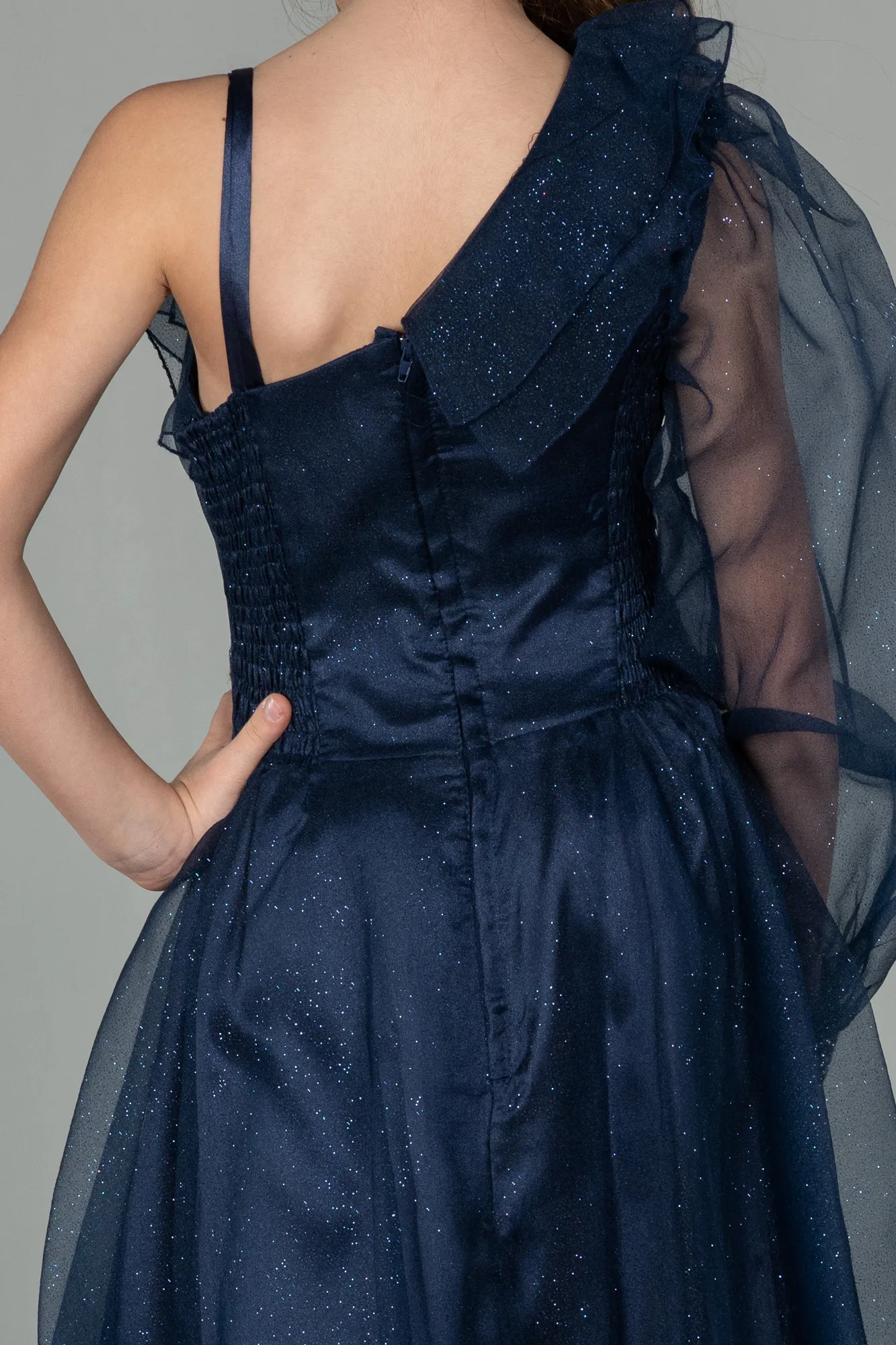 Navy Blue-Long Girl Dress ABU2453