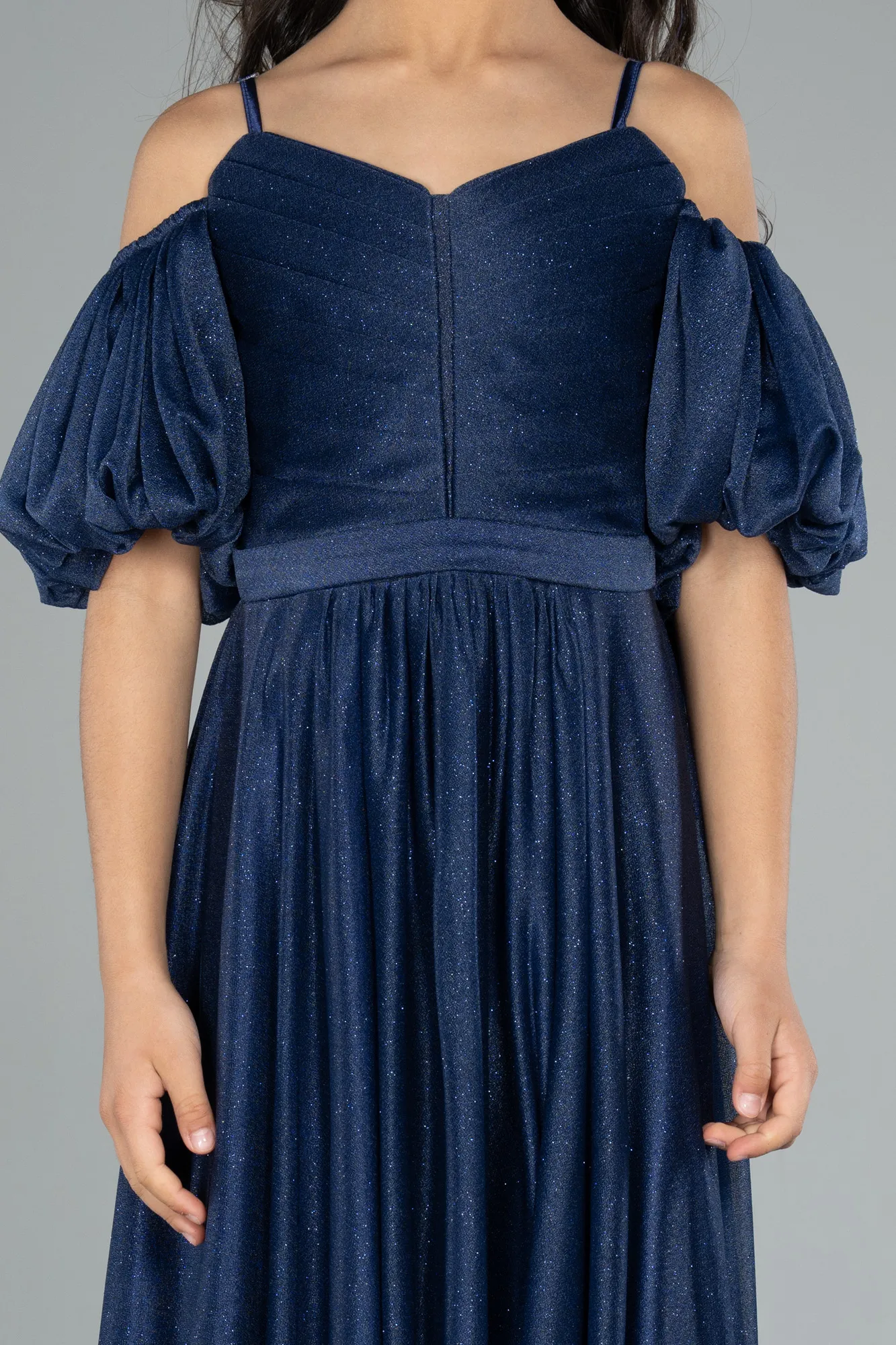 Navy Blue-Long Girl Dress ABU4828