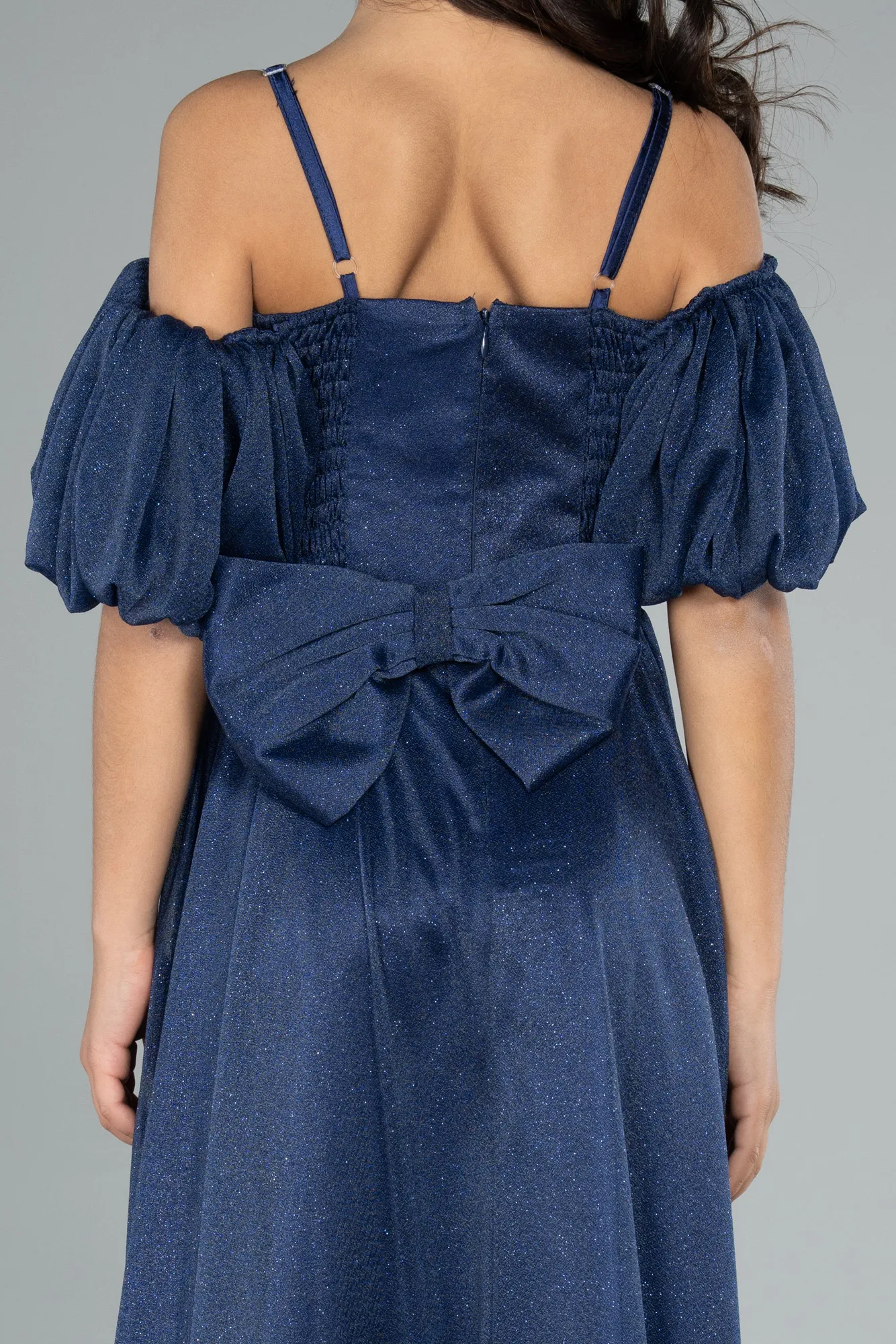 Navy Blue-Long Girl Dress ABU4828