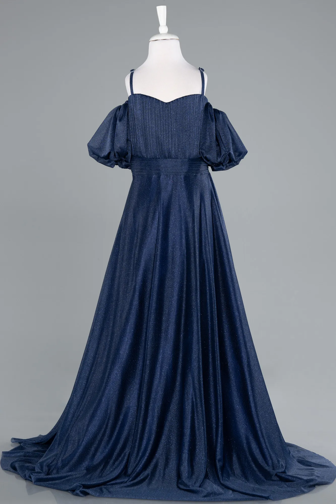 Navy Blue-Long Girl Dress ABU4829