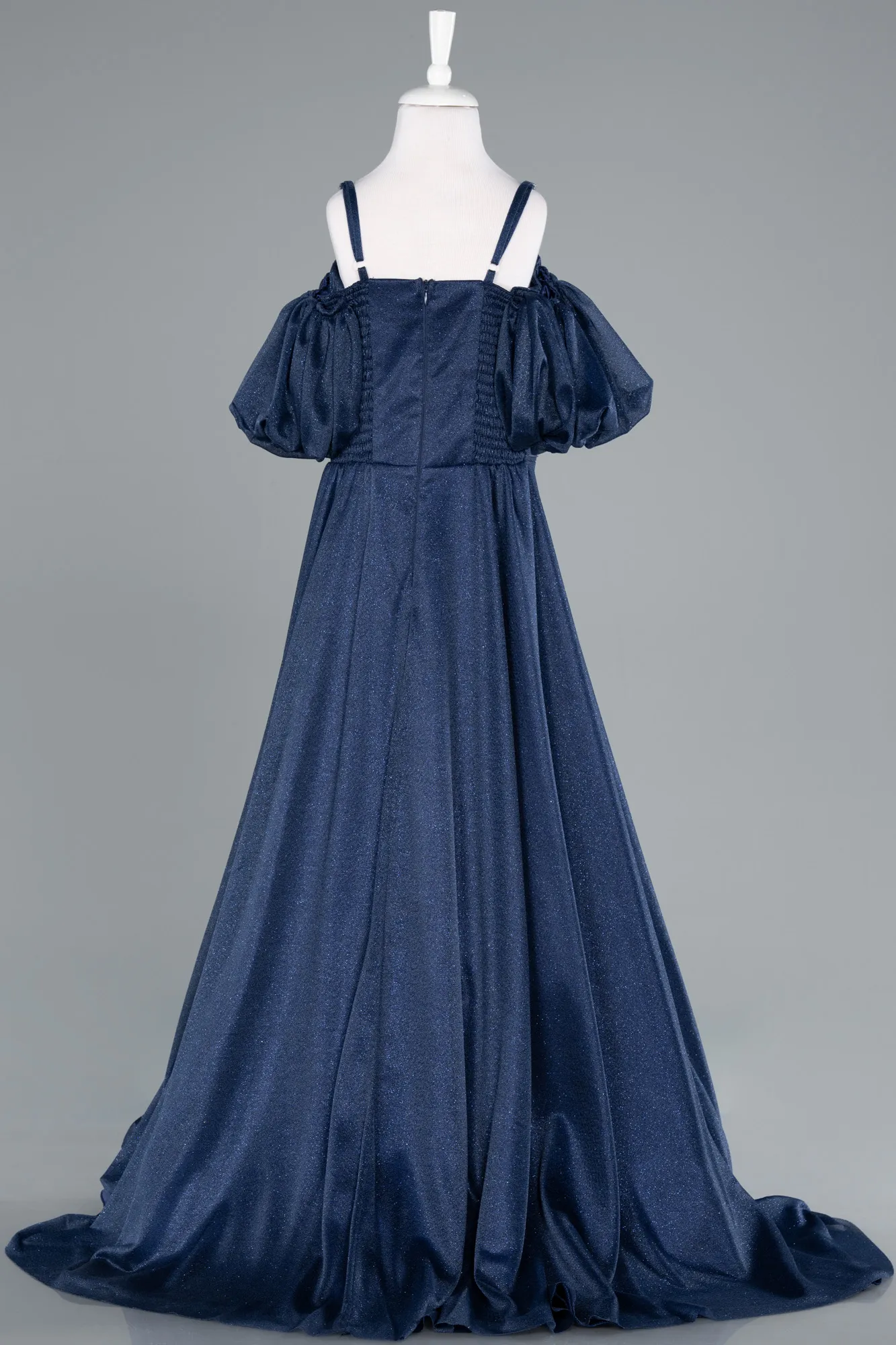 Navy Blue-Long Girl Dress ABU4829