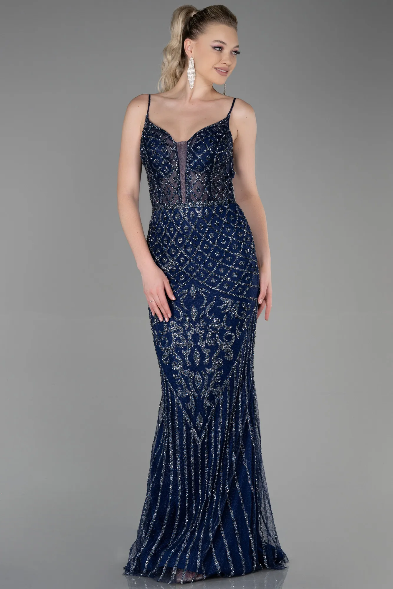 Navy Blue-Long Haute Couture ABU3348