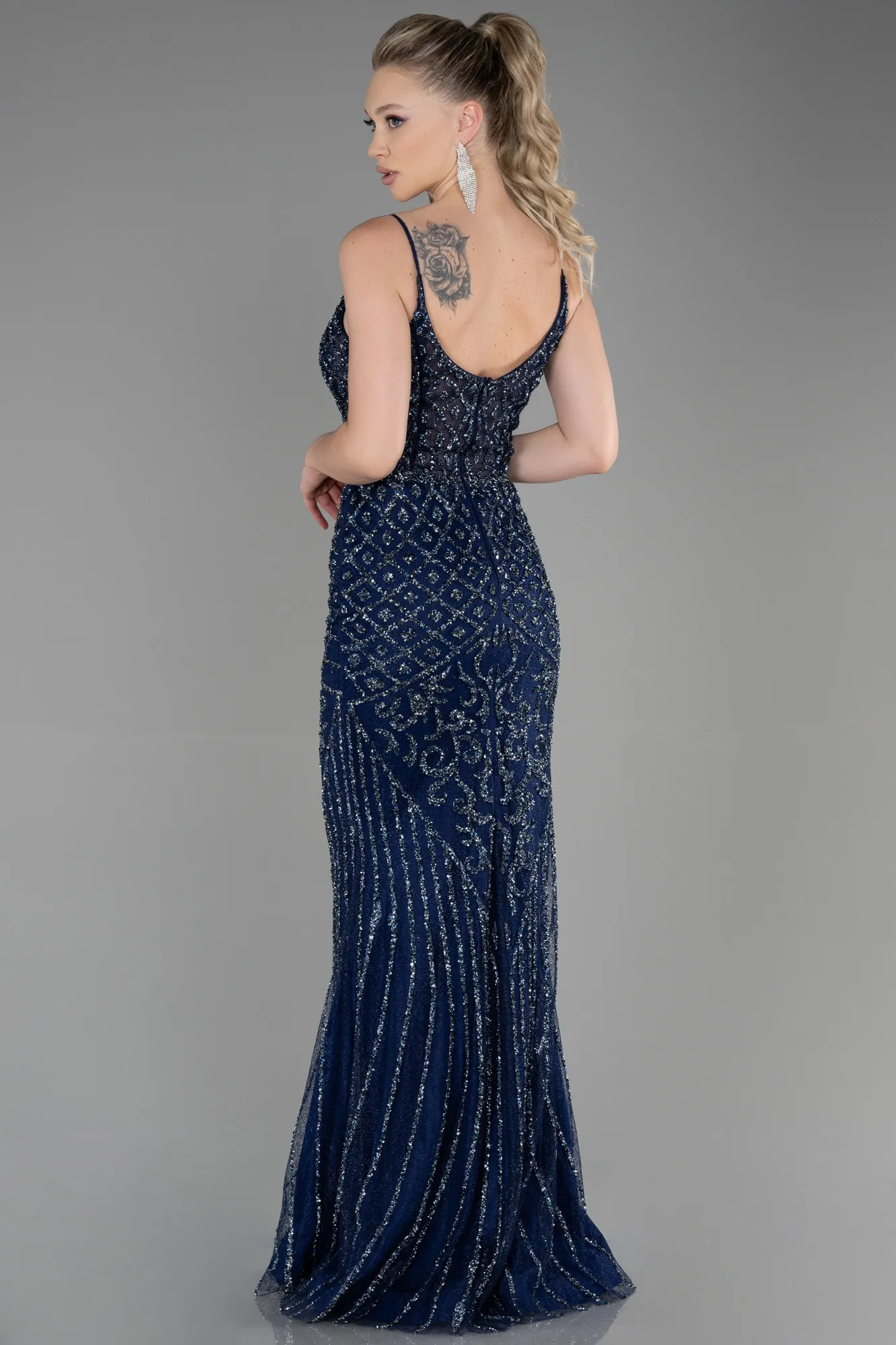 Navy Blue-Long Haute Couture ABU3348
