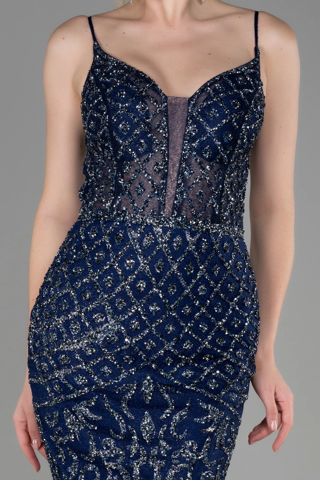 Navy Blue-Long Haute Couture ABU3348