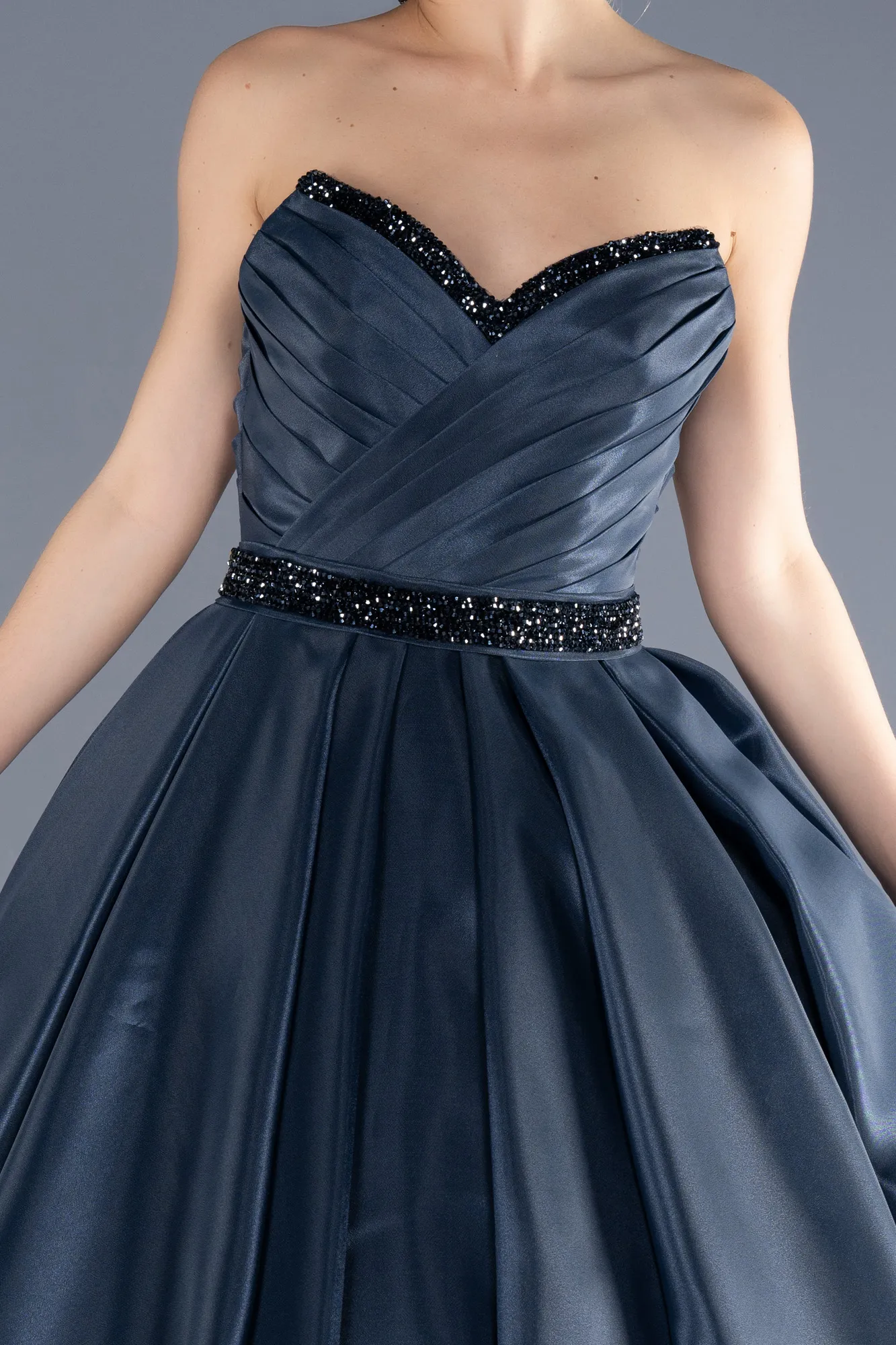 Navy Blue-Long Haute Couture Dress ABU3596