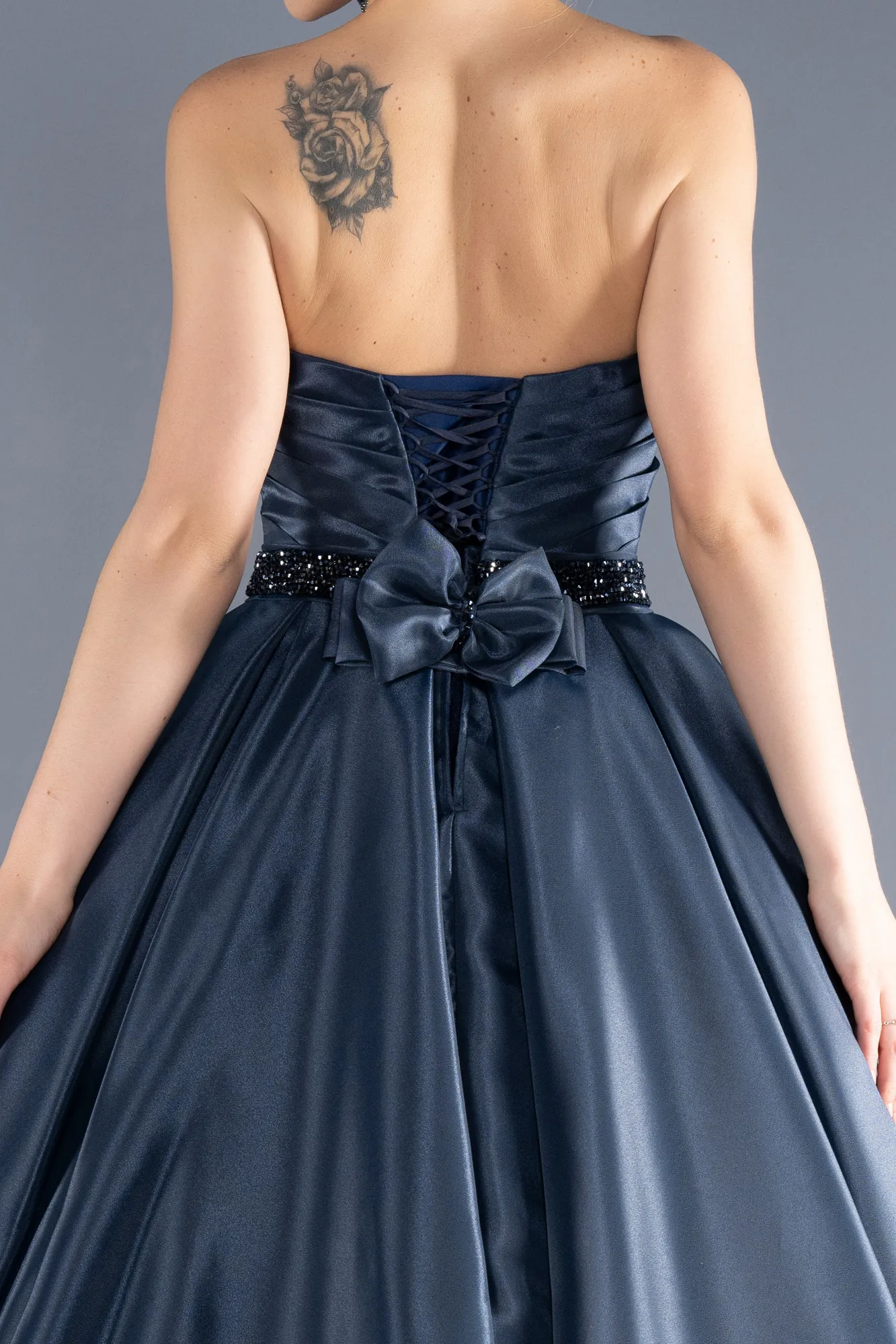 Navy Blue-Long Haute Couture Dress ABU3596