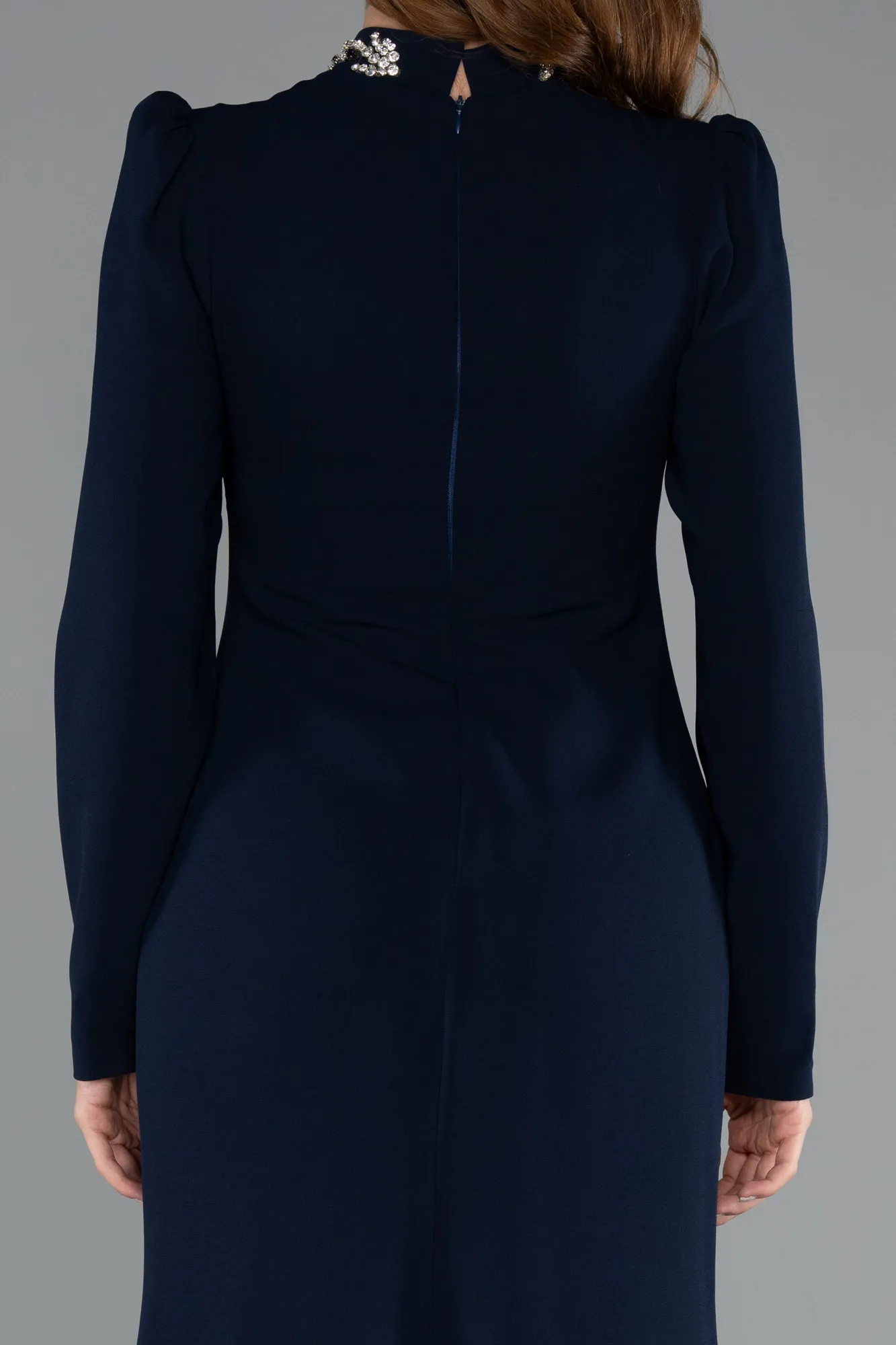 Navy Blue-Long Hijab Dress ABU5393