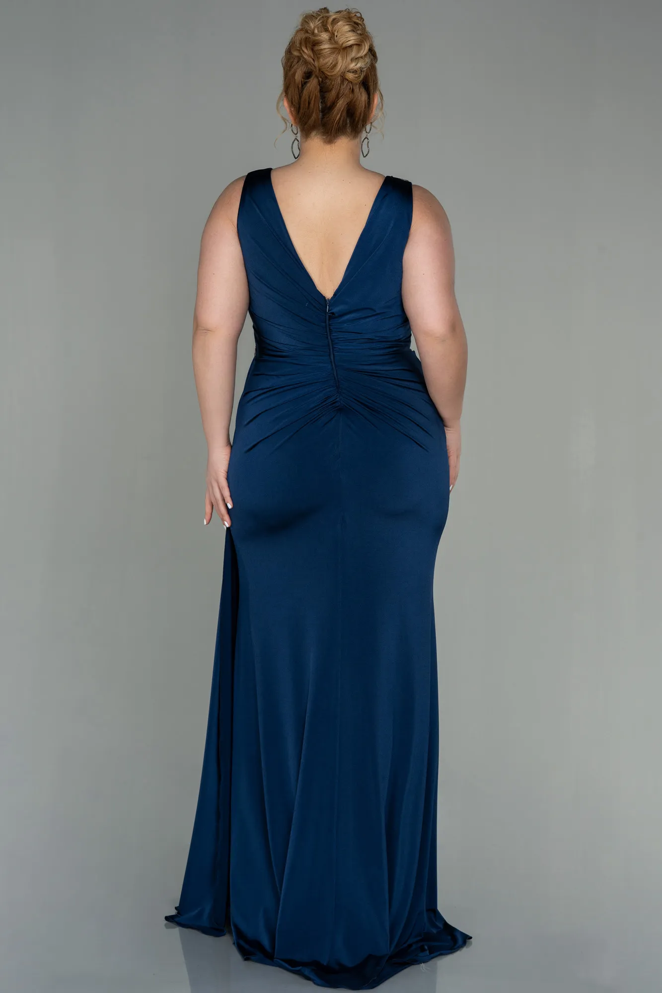 Navy Blue-Long Large Size Dress ABU2927