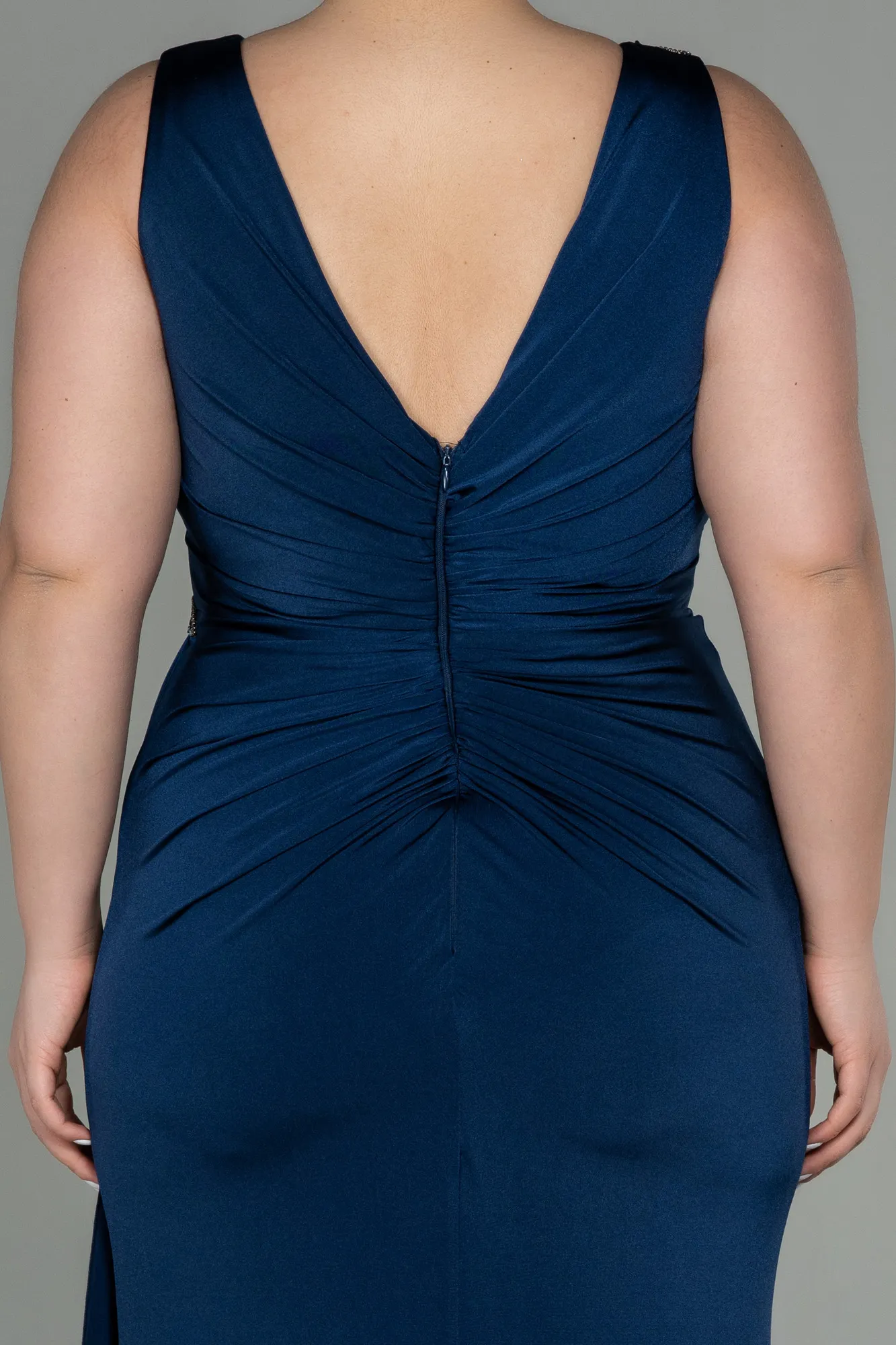 Navy Blue-Long Large Size Dress ABU2927