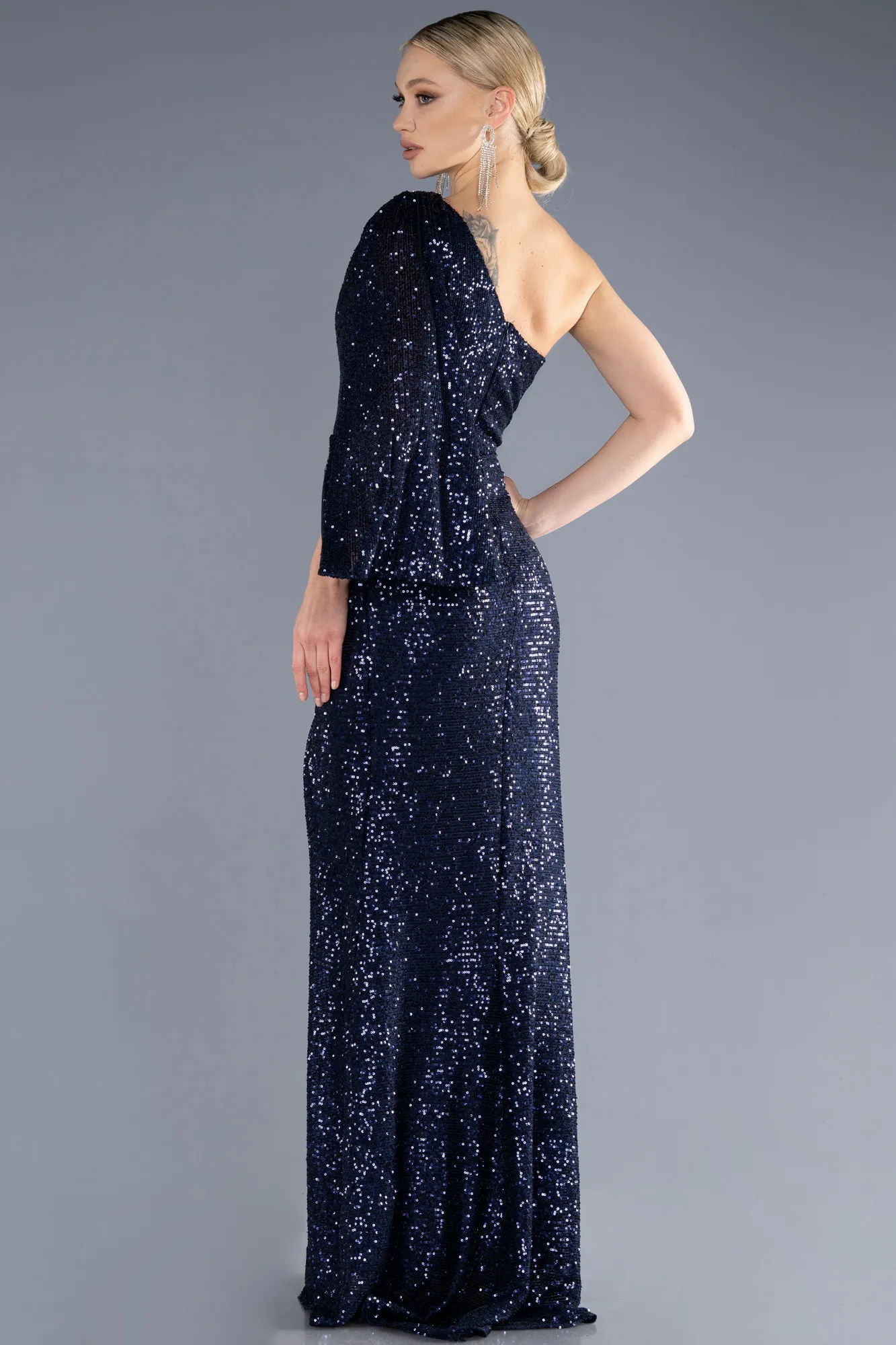 Navy Blue-Long Mermaid Evening Gown ABU3667