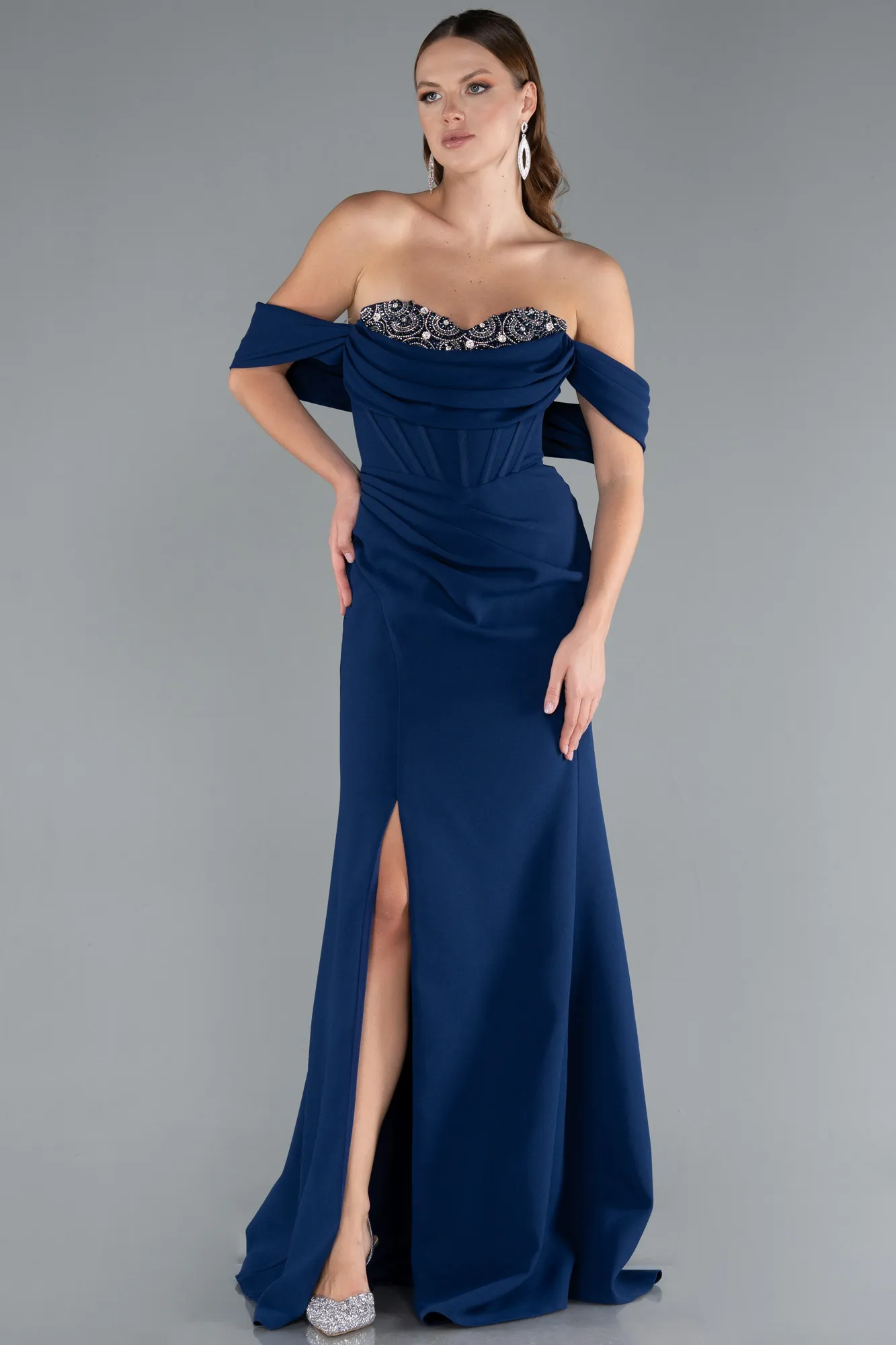 Navy Blue-Long Mermaid Evening Gown ABU4662