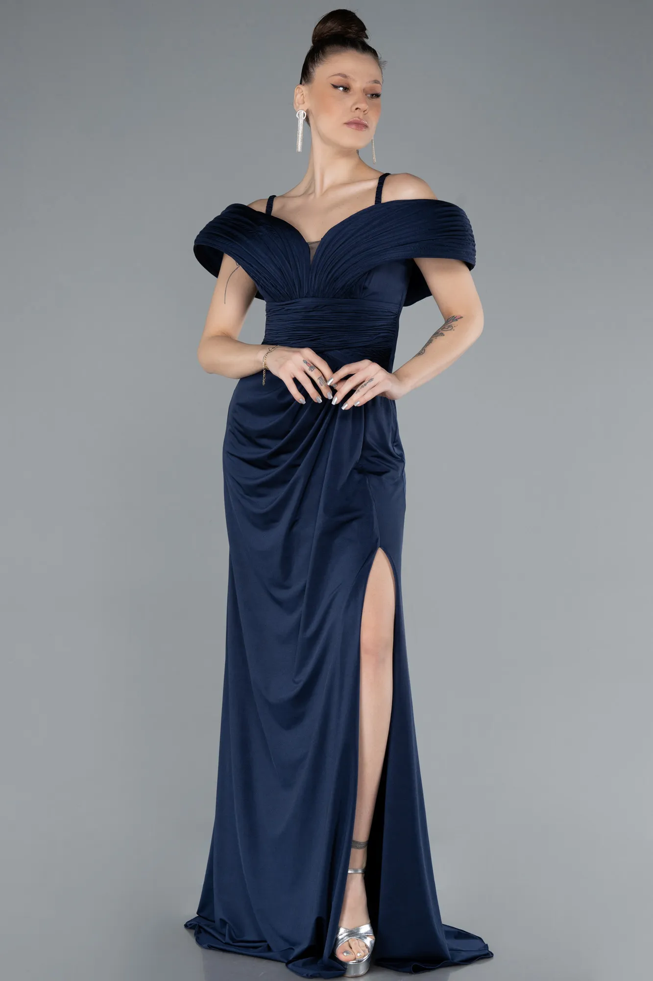 Navy Blue-Long Mermaid Evening Gown ABU4664
