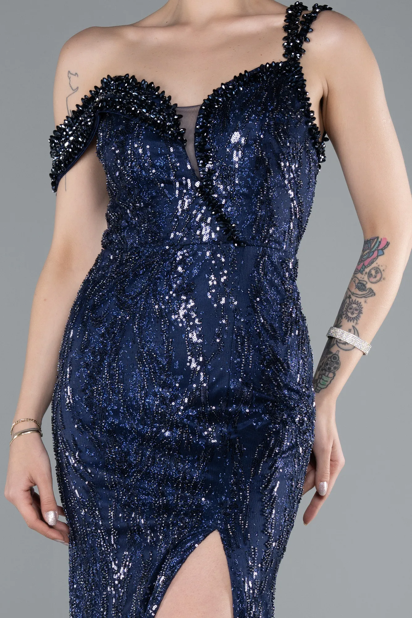 Navy Blue-Long Mermaid Evening Gown ABU4916