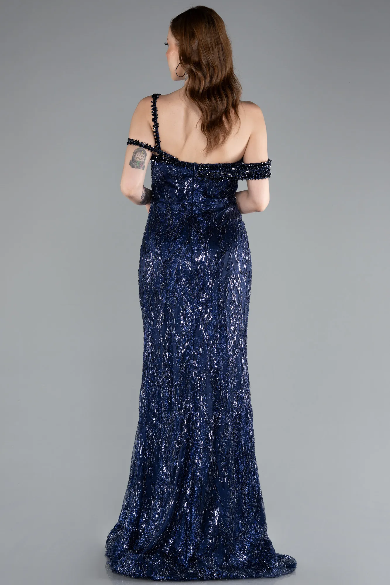 Navy Blue-Long Mermaid Evening Gown ABU4916