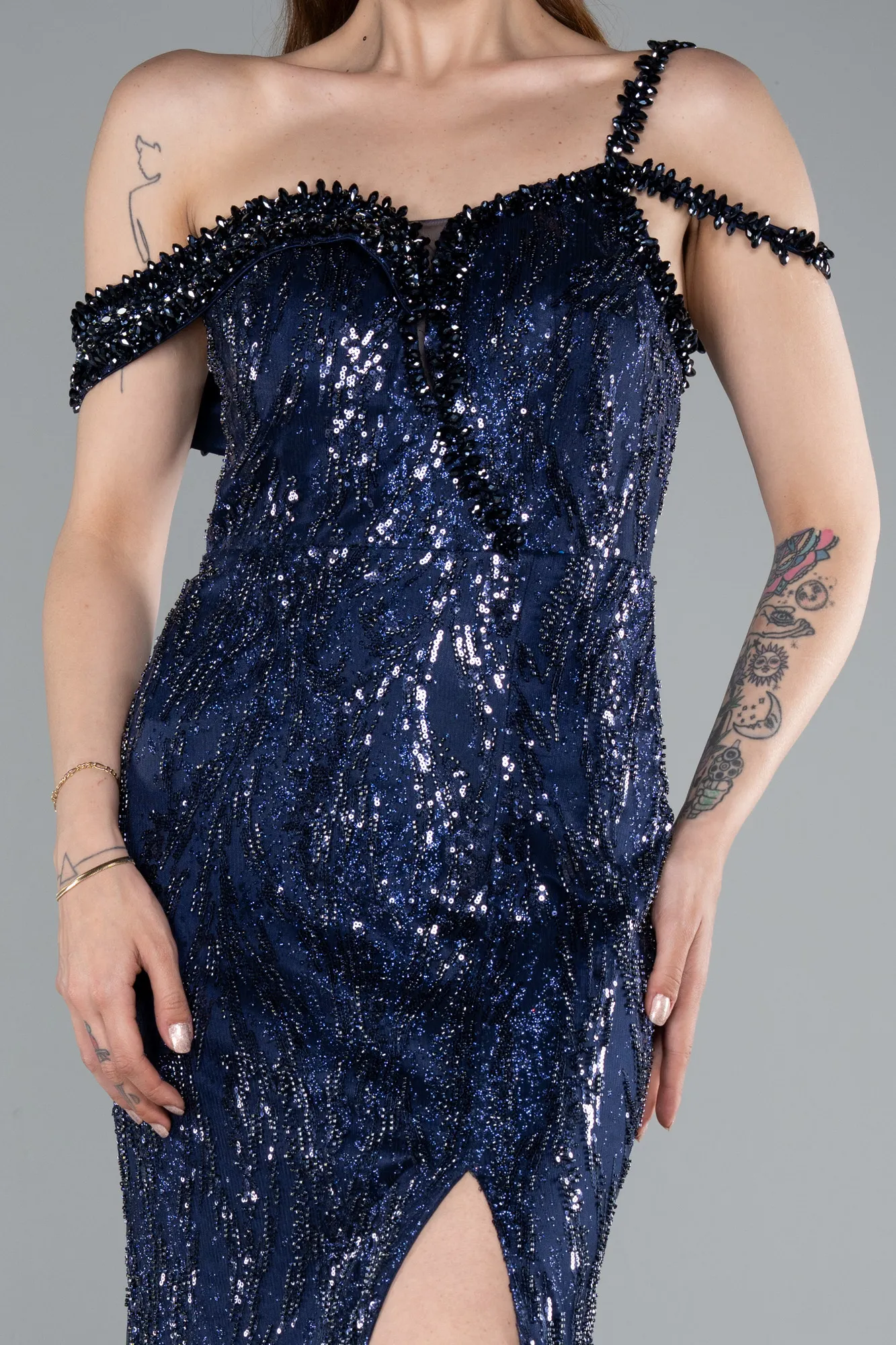 Navy Blue-Long Mermaid Evening Gown ABU4916