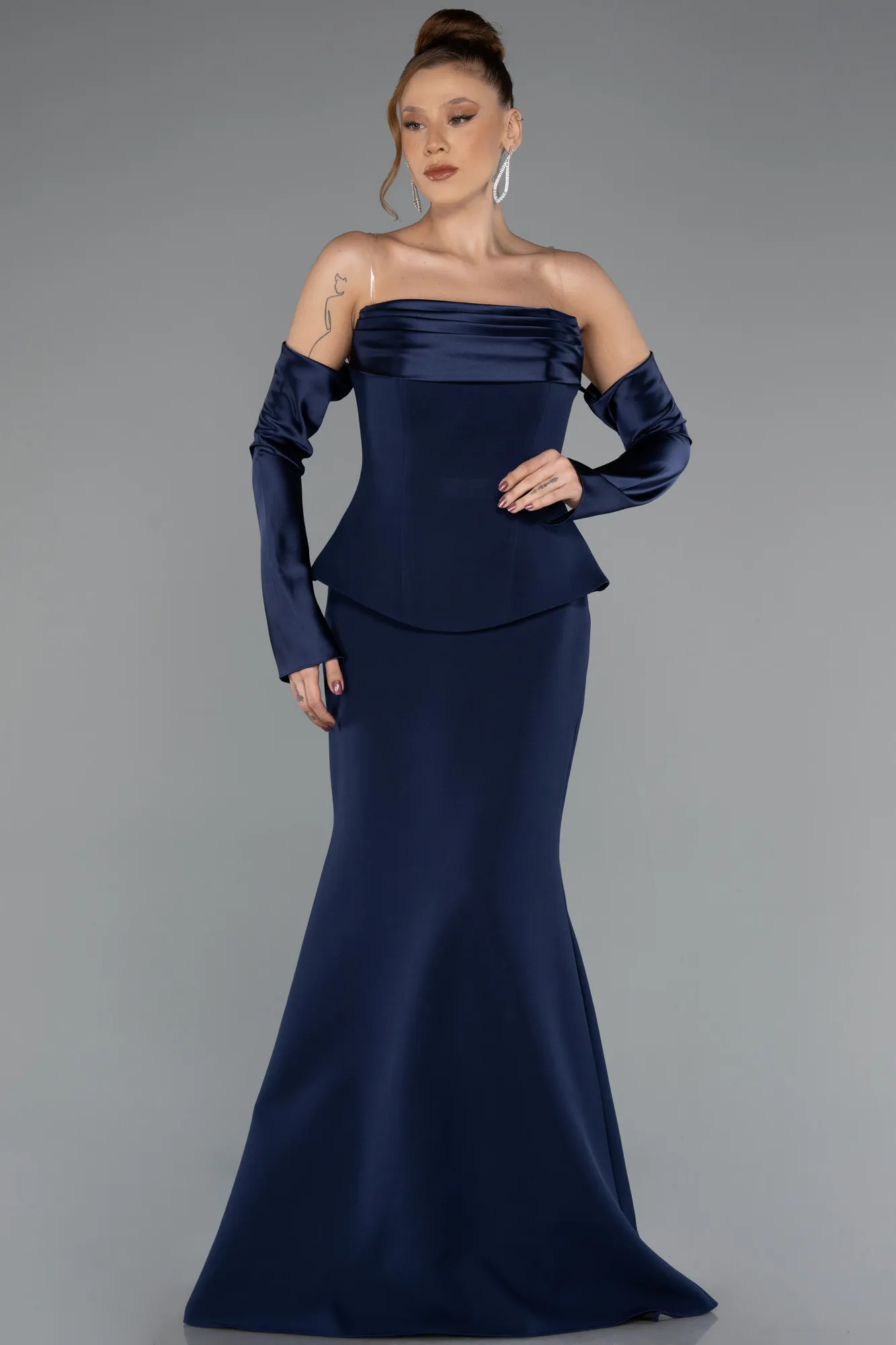 Navy Blue-Long Mermaid Evening Gown ABU5421
