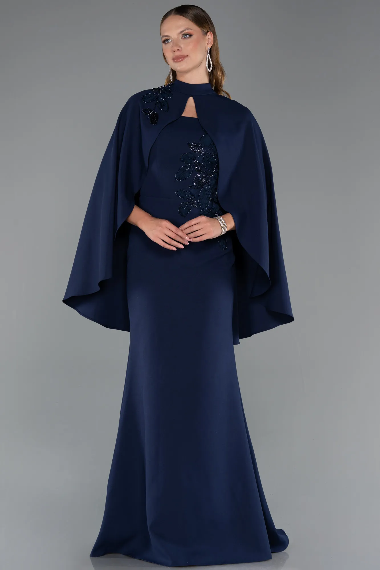 Navy Blue-Long Mermaid Evening Gown ABU5485