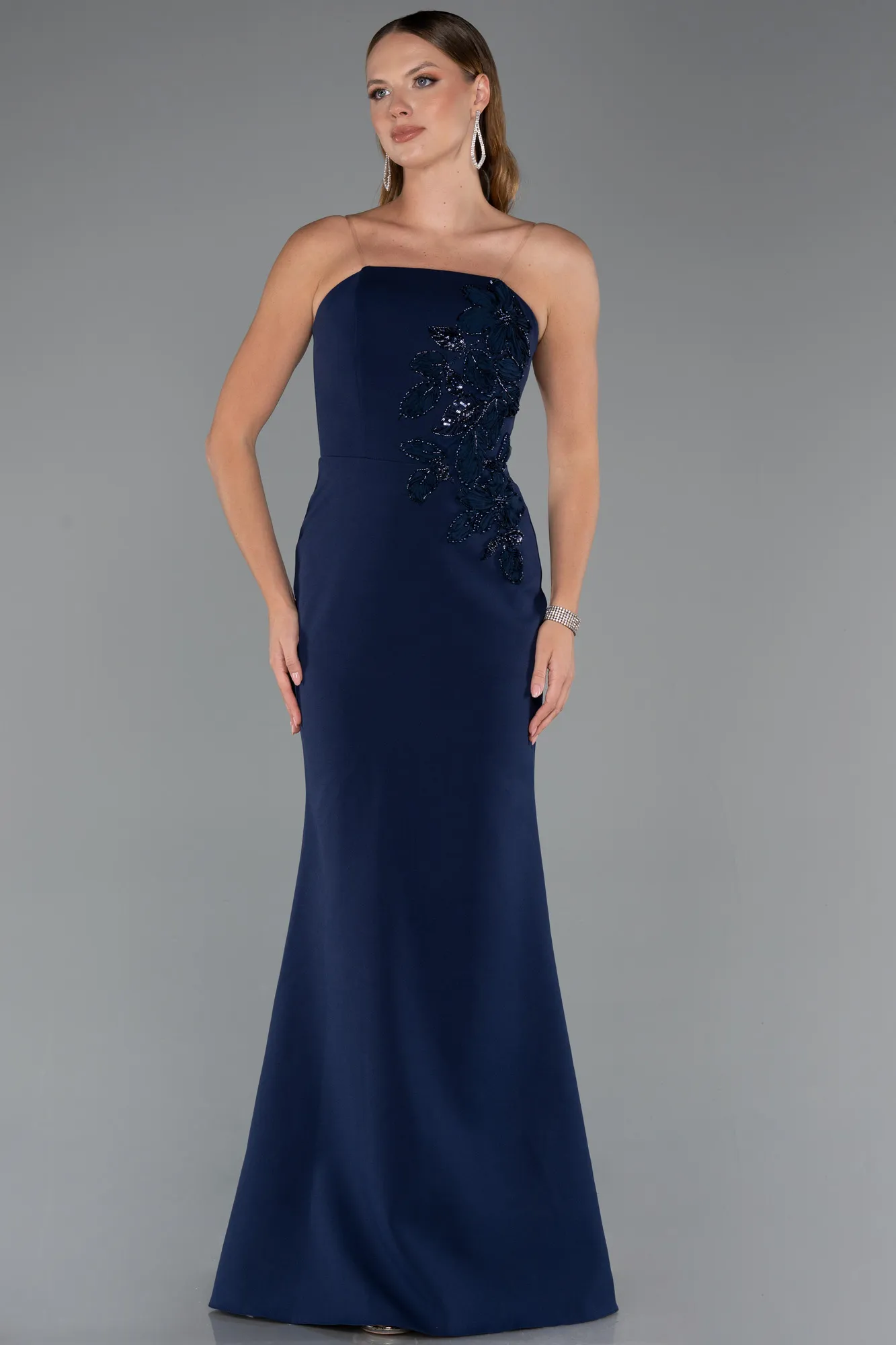 Navy Blue-Long Mermaid Evening Gown ABU5485