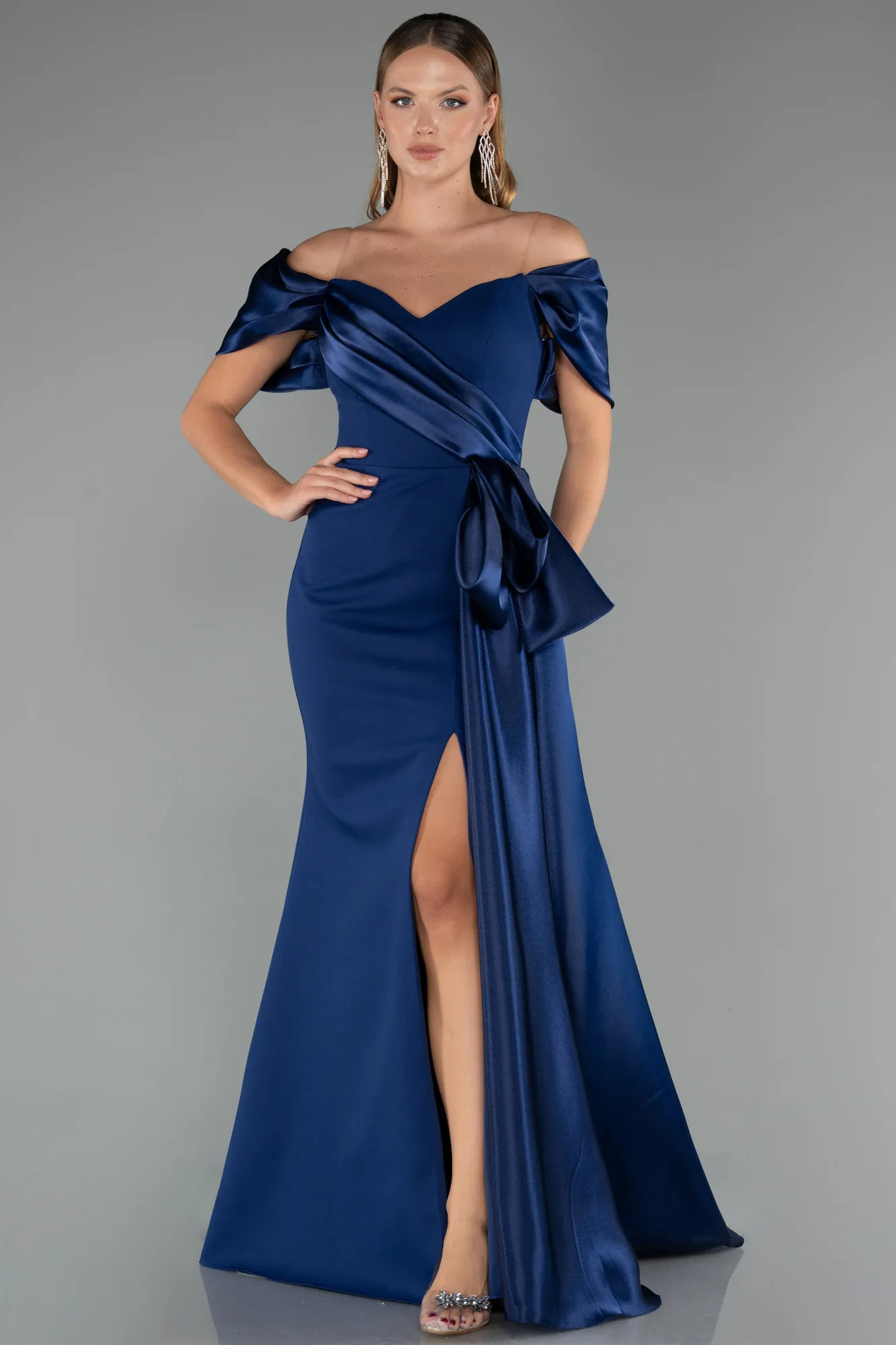 Navy Blue-Long Mermaid Evening Gown ABU5493