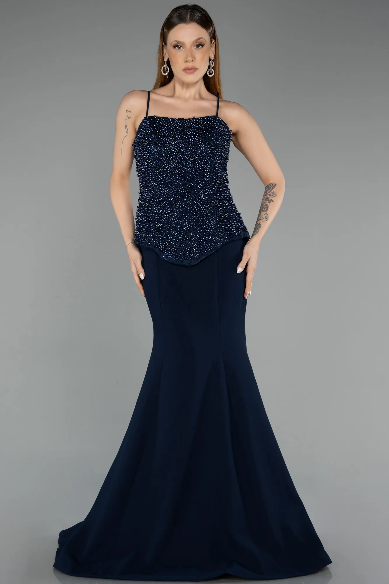 Navy Blue-Long Mermaid Evening Gown ABU5543
