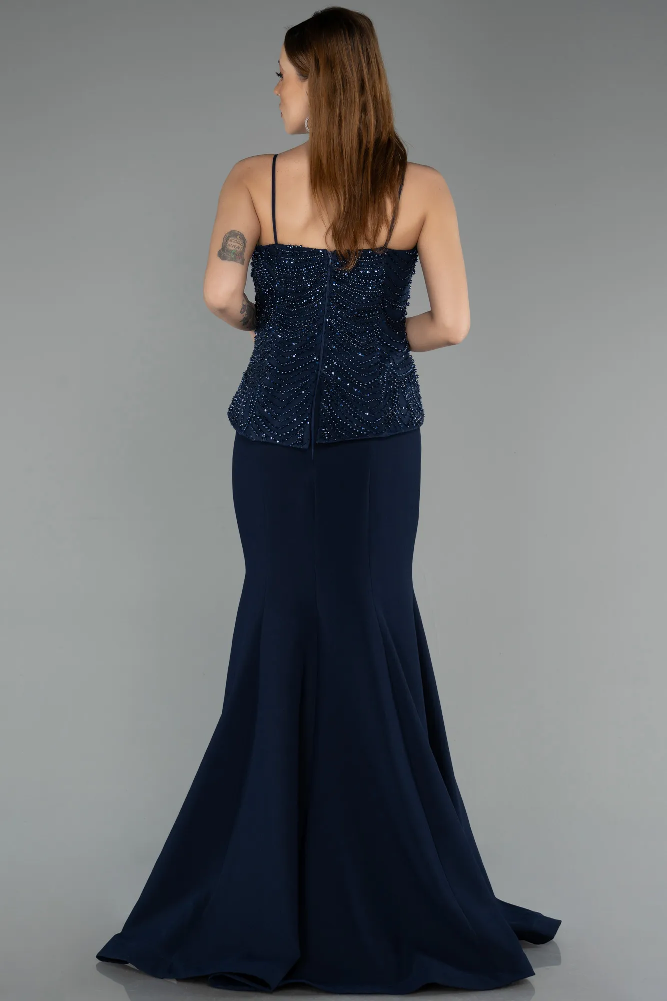 Navy Blue-Long Mermaid Evening Gown ABU5543