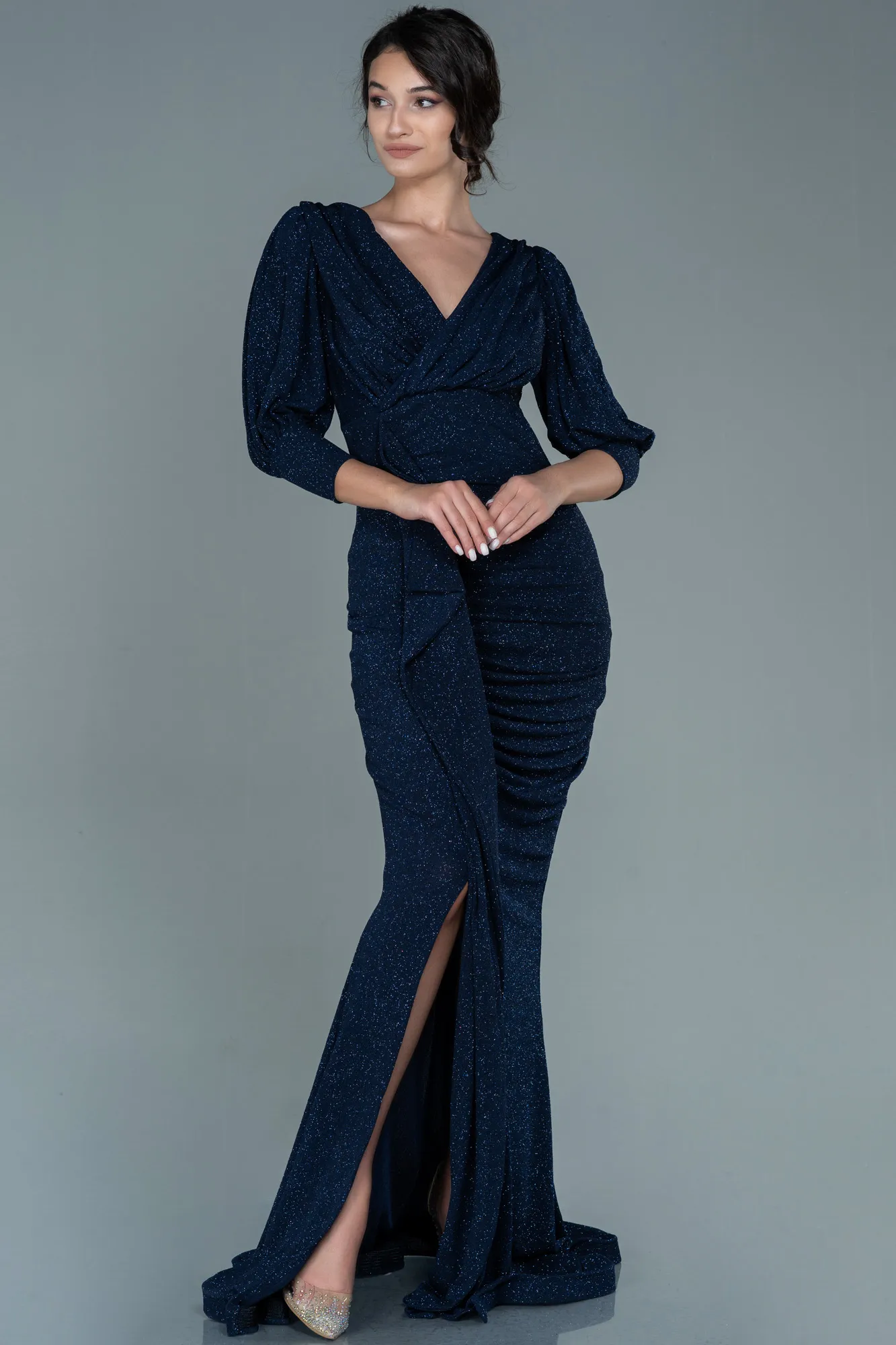 Navy Blue-Long Mermaid Prom Dress ABU2619