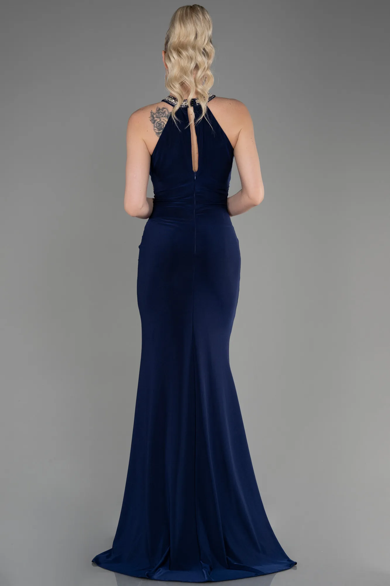 Navy Blue-Long Mermaid Prom Dress ABU2940