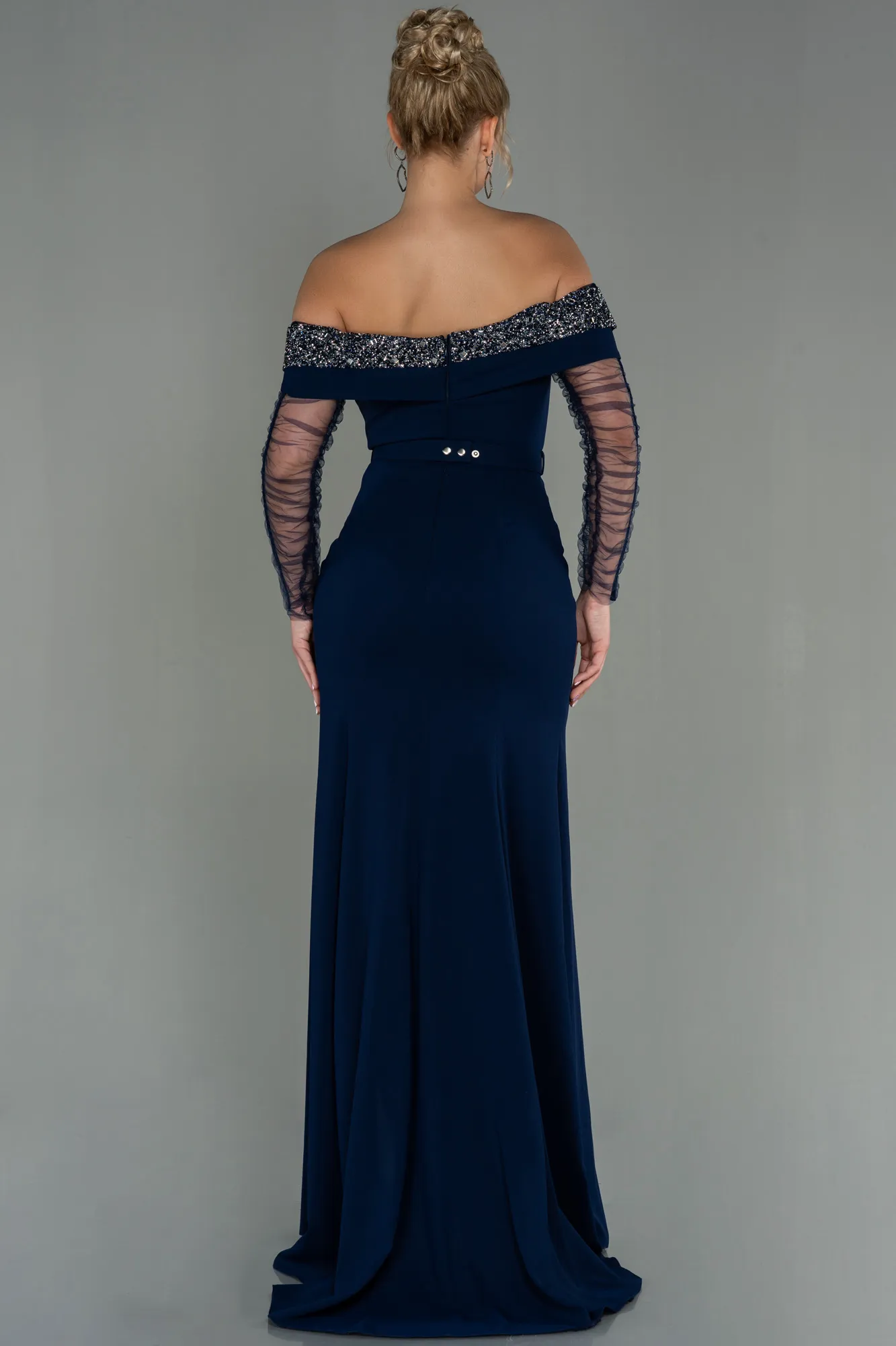 Navy Blue-Long Mermaid Prom Dress ABU2998