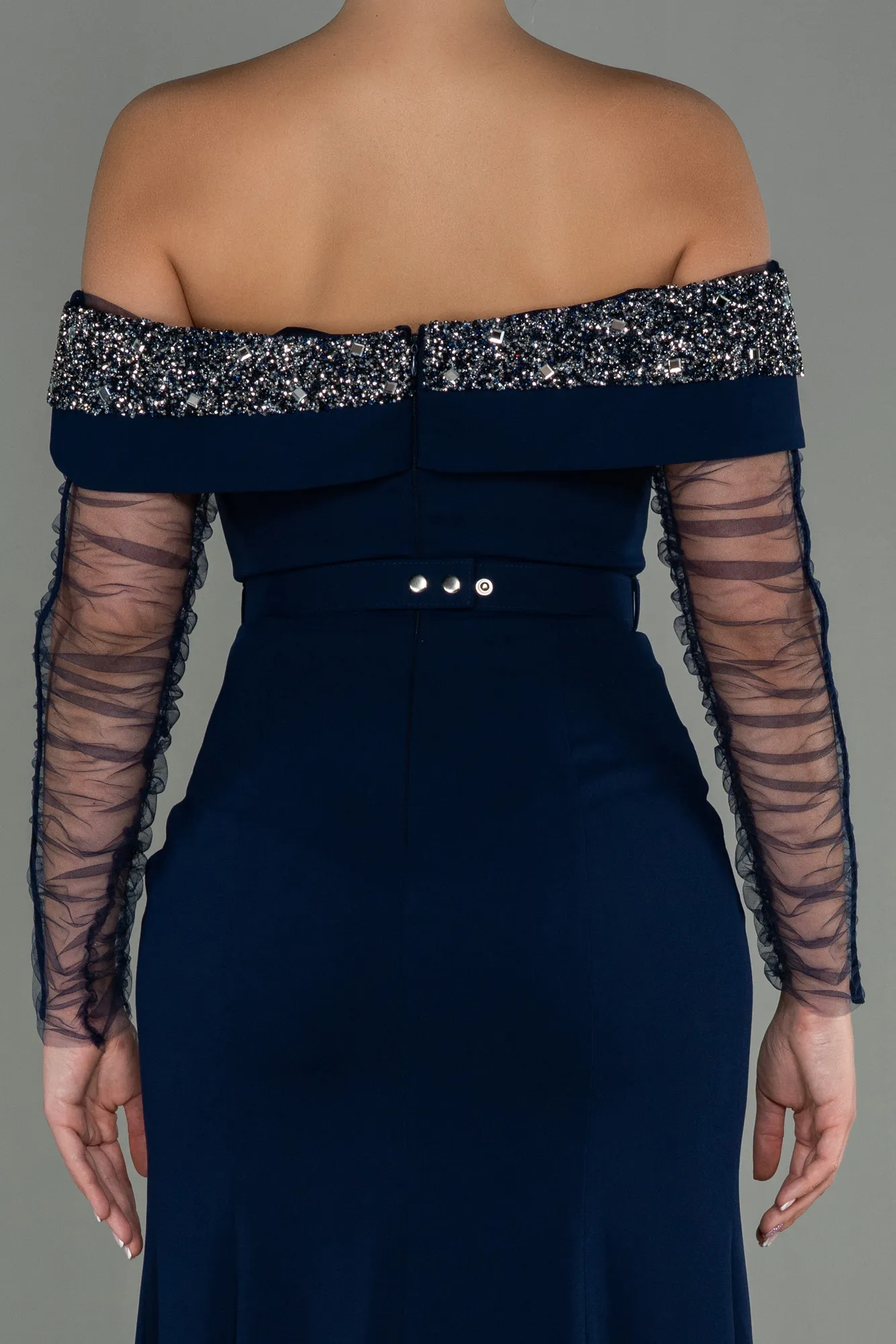 Navy Blue-Long Mermaid Prom Dress ABU2998