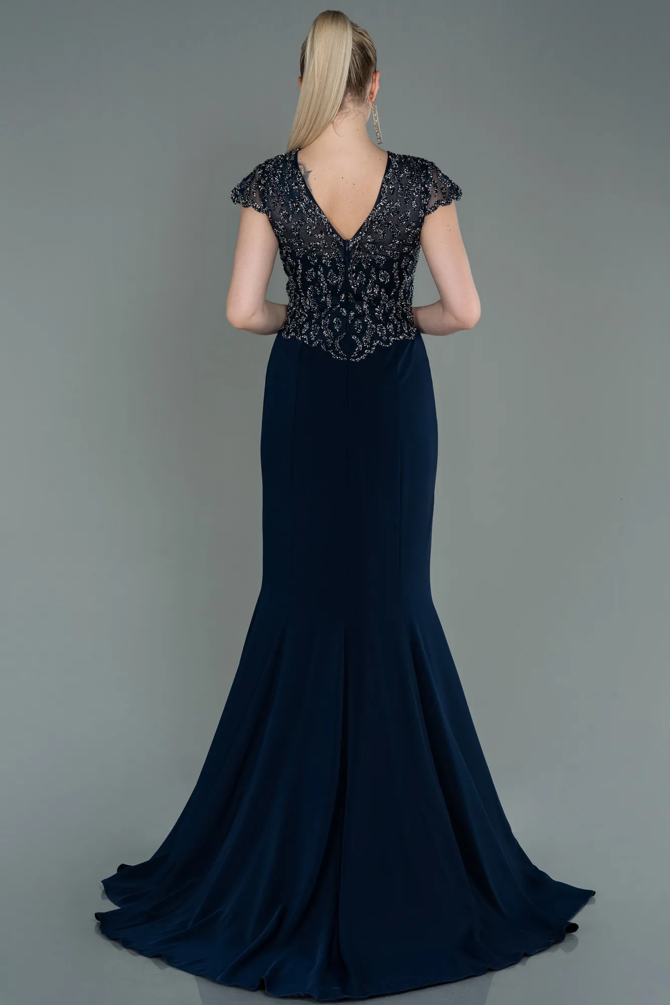 Navy Blue-Long Mermaid Prom Dress ABU3102