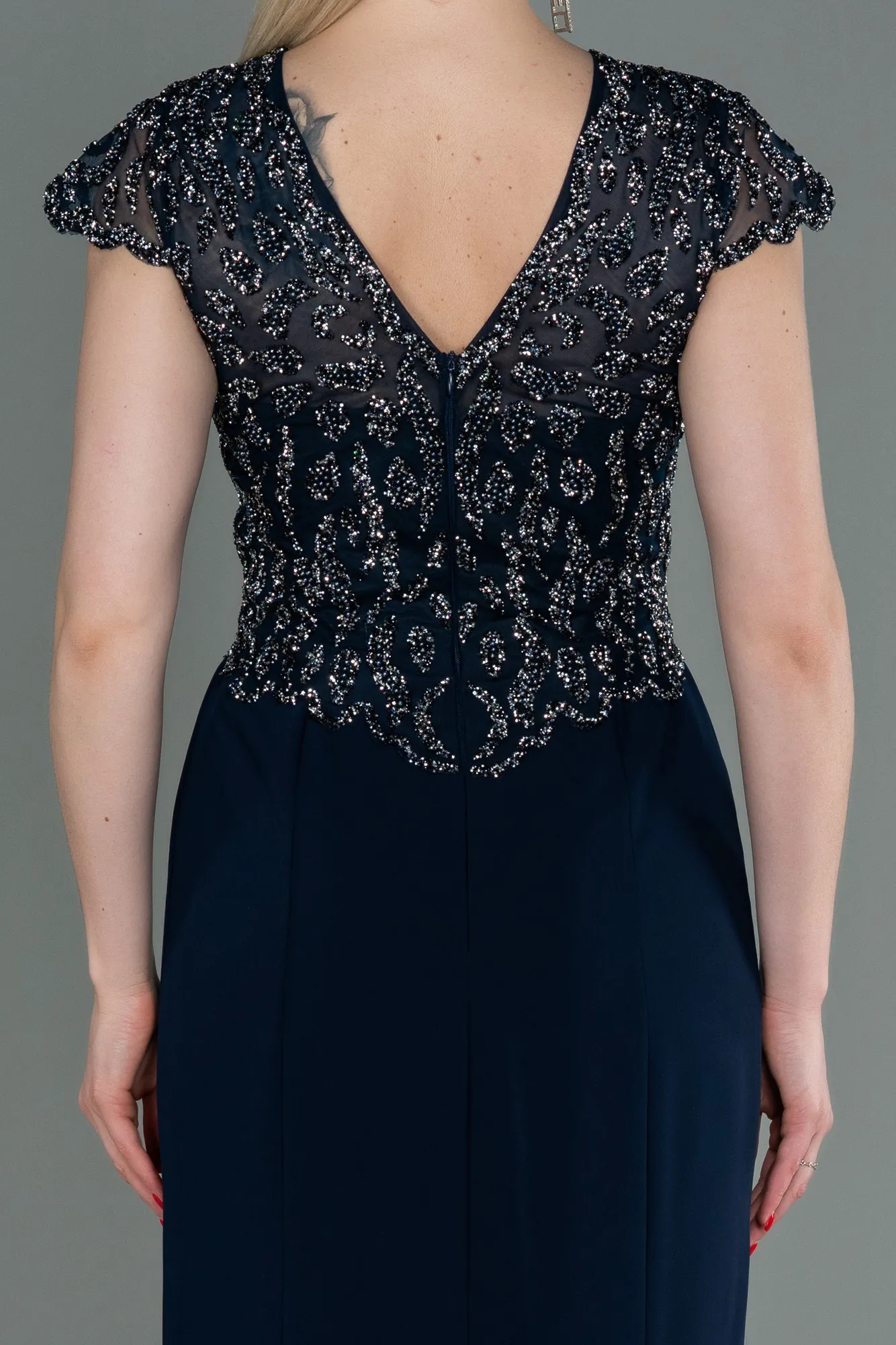 Navy Blue-Long Mermaid Prom Dress ABU3102