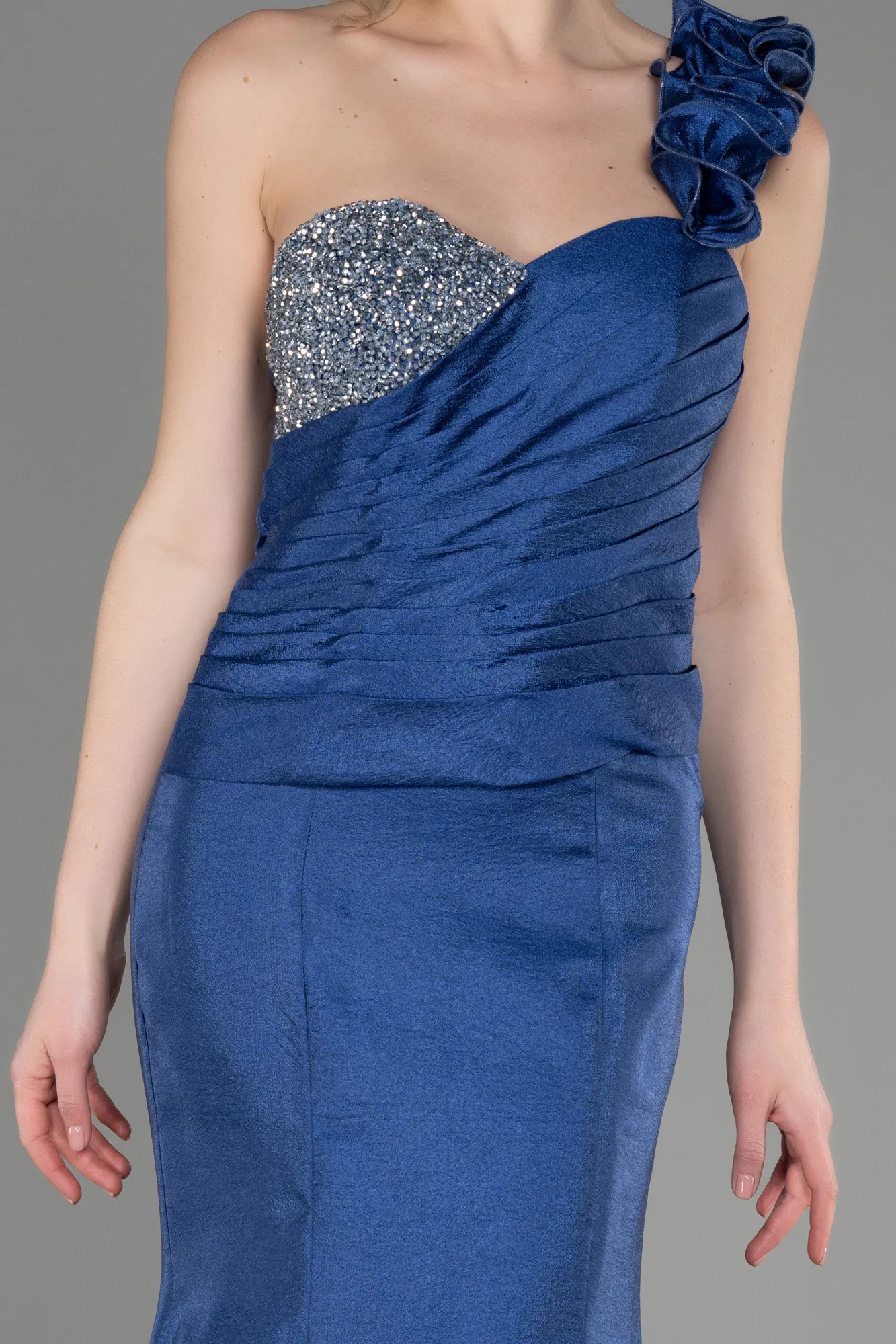 Navy Blue-Long Mermaid Prom Dress ABU3524