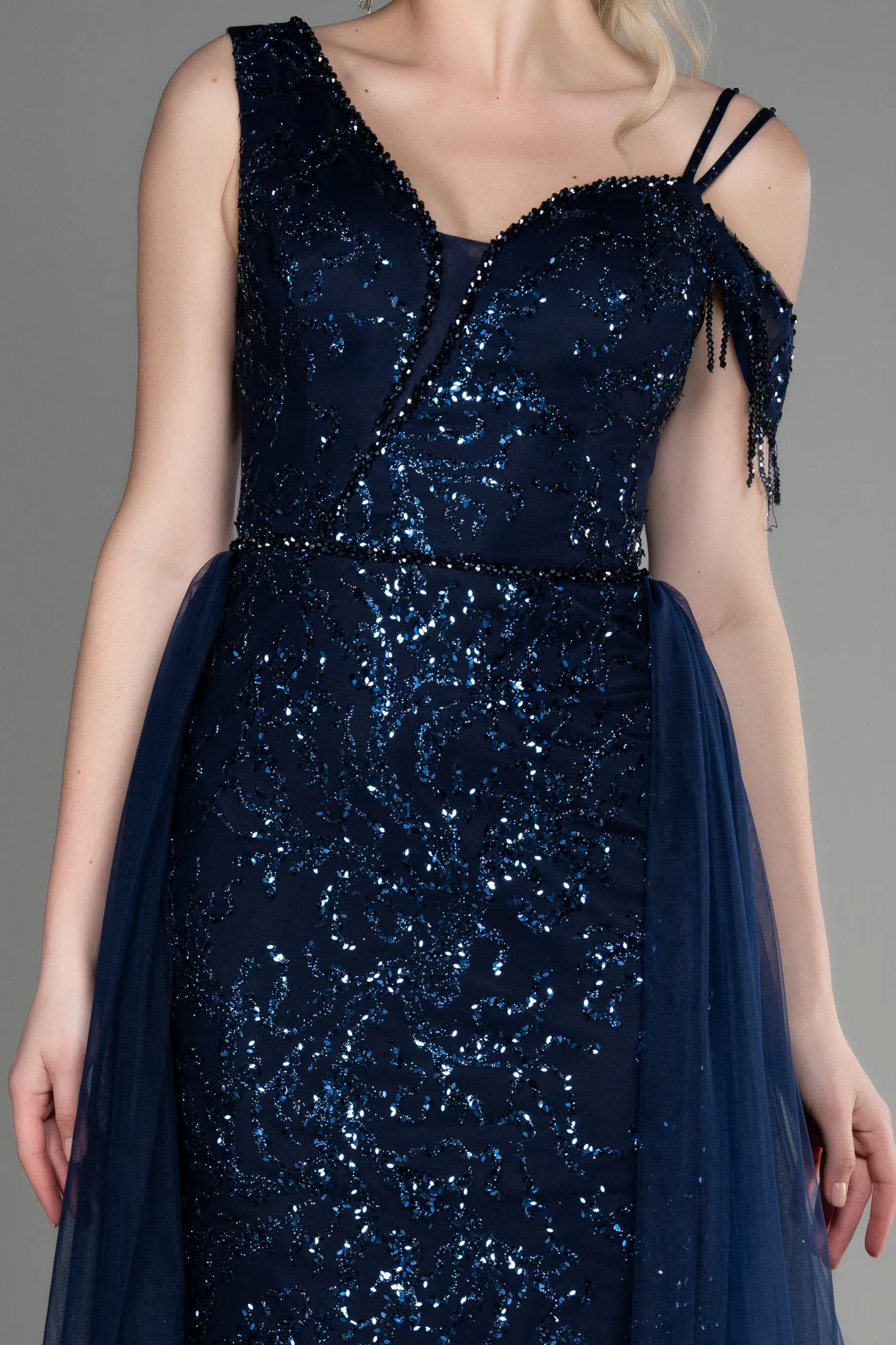 Navy Blue-Long Mermaid Prom Dress ABU3638