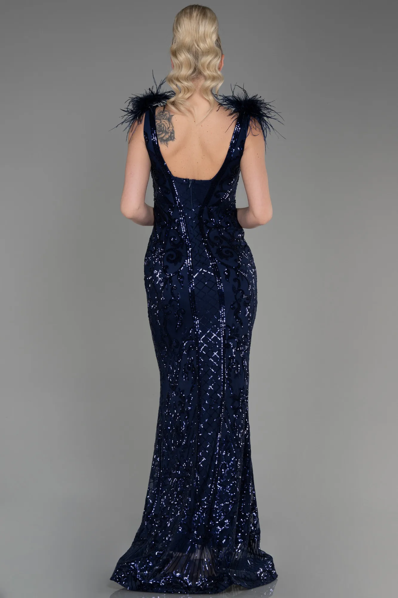 Navy Blue-Long Mermaid Prom Dress ABU3669