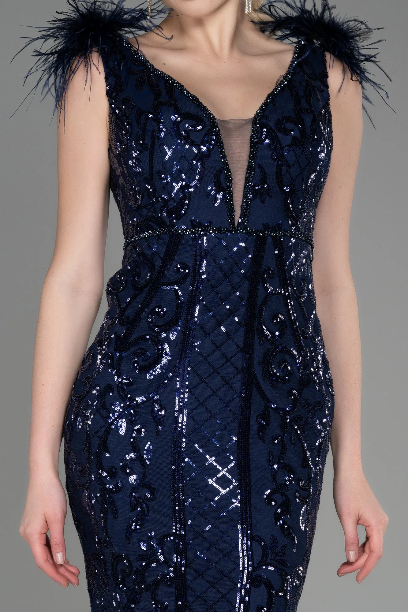 Navy Blue-Long Mermaid Prom Dress ABU3669