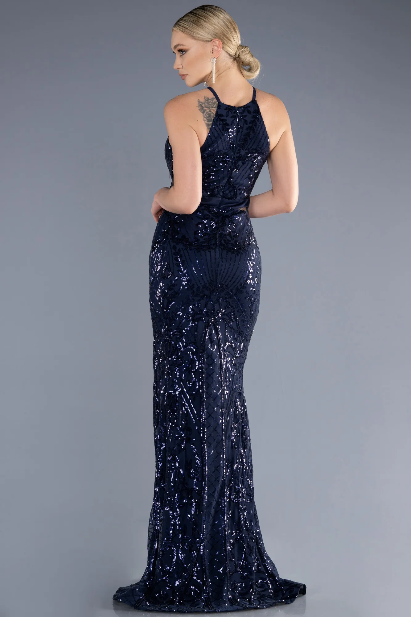 Navy Blue-Long Mermaid Prom Dress ABU3670