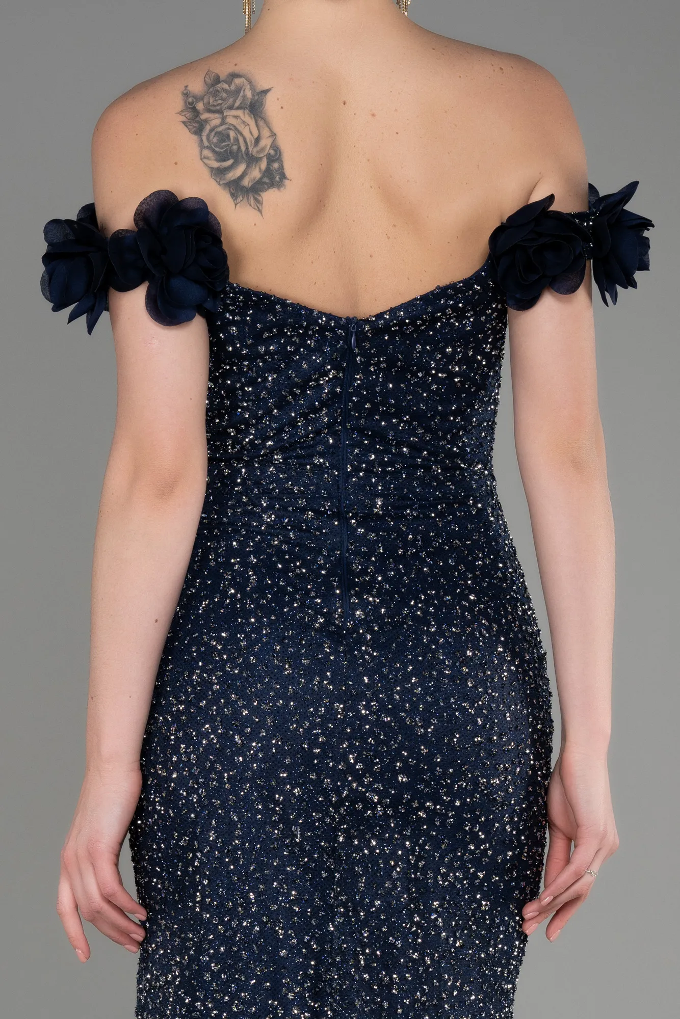 Navy Blue-Long Mermaid Prom Dress ABU3776