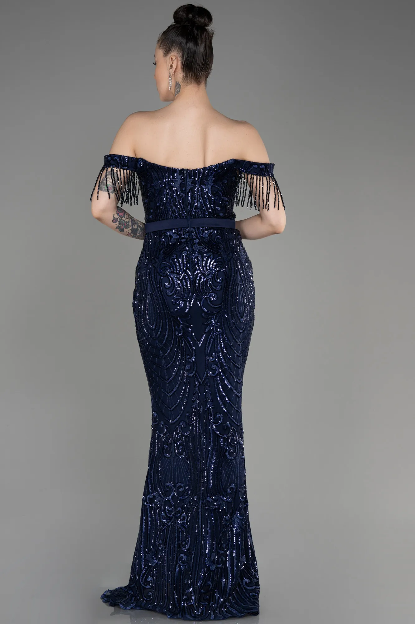 Navy Blue-Long Mermaid Prom Dress ABU3783