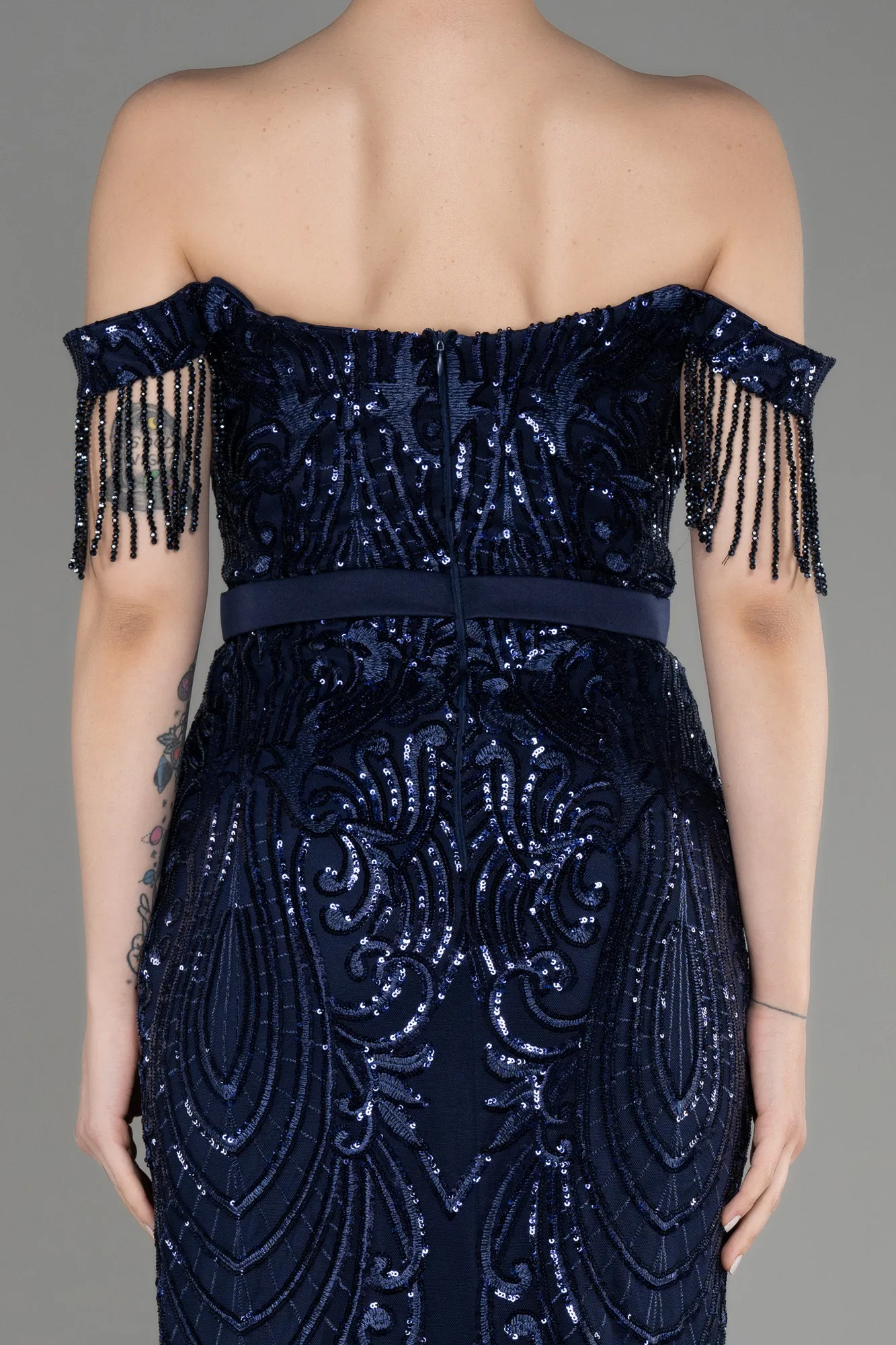 Navy Blue-Long Mermaid Prom Dress ABU3783