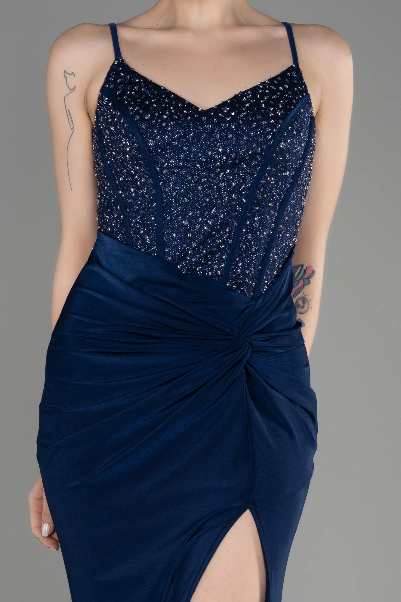 Navy Blue-Long Mermaid Prom Dress ABU3786