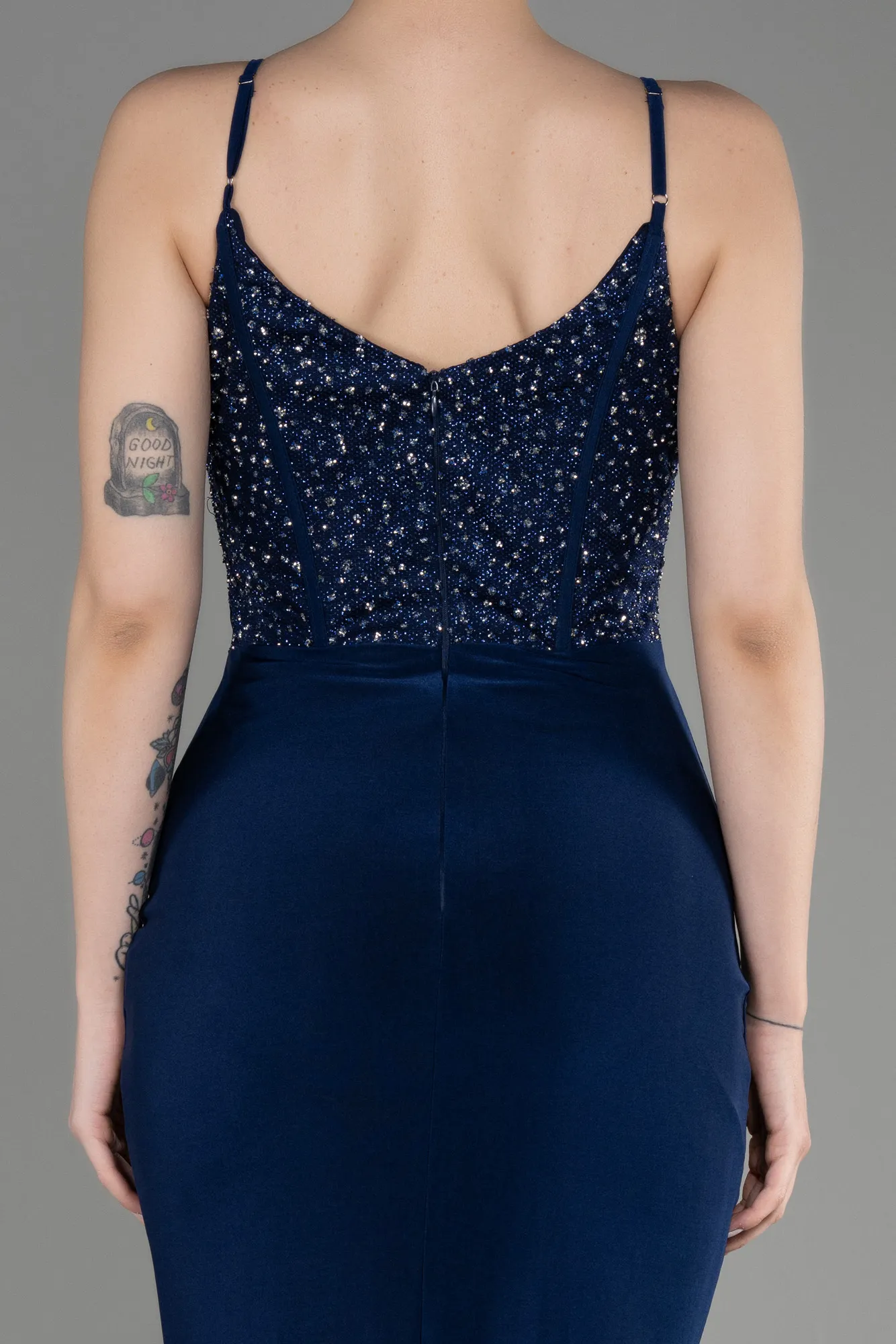 Navy Blue-Long Mermaid Prom Dress ABU3786