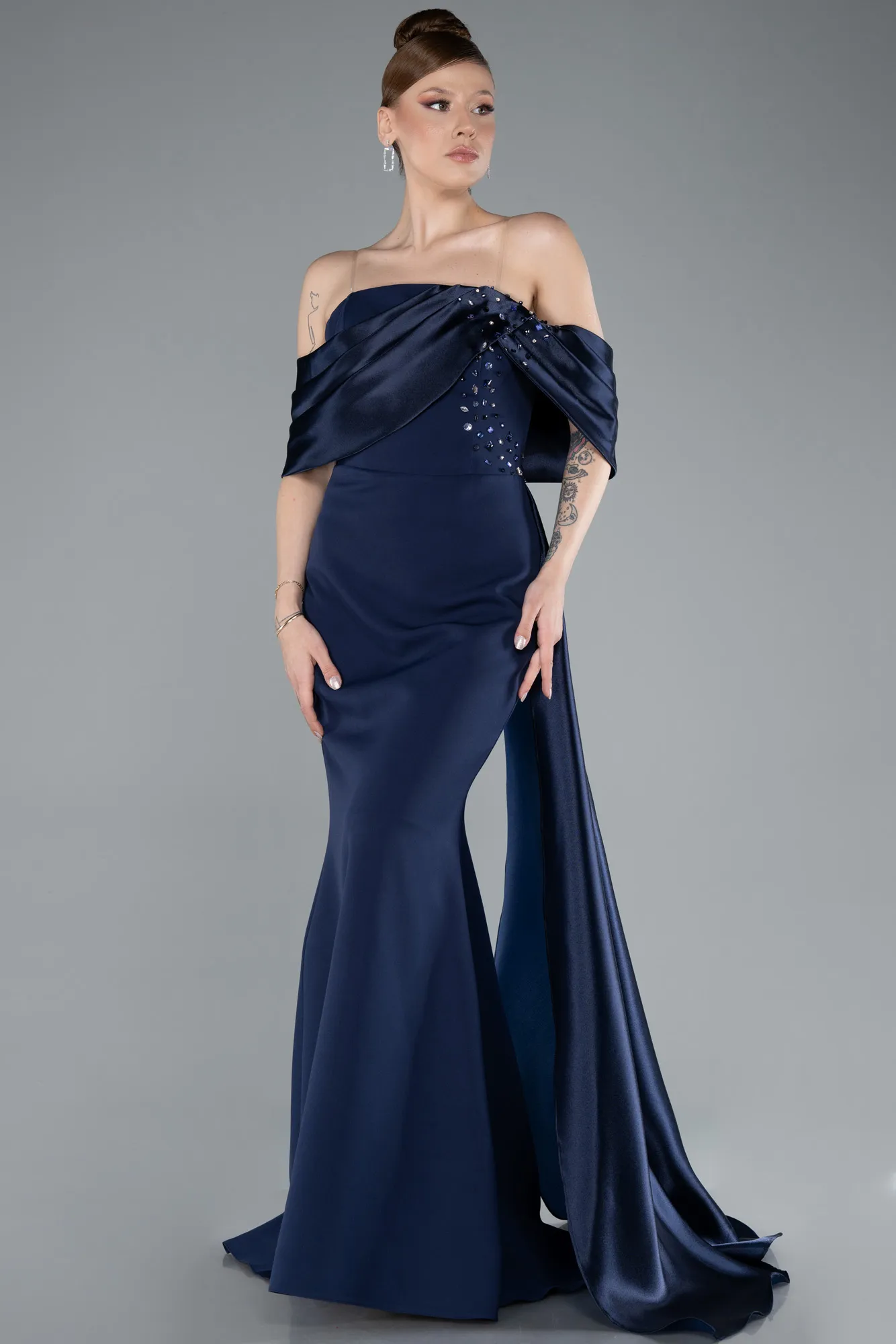 Navy Blue-Long Mermaid Prom Dress ABU4920