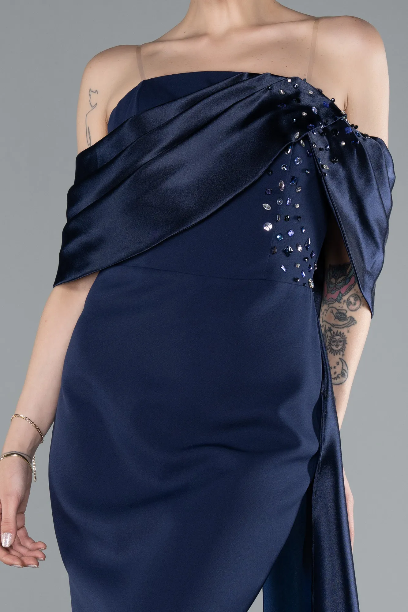 Navy Blue-Long Mermaid Prom Dress ABU4920