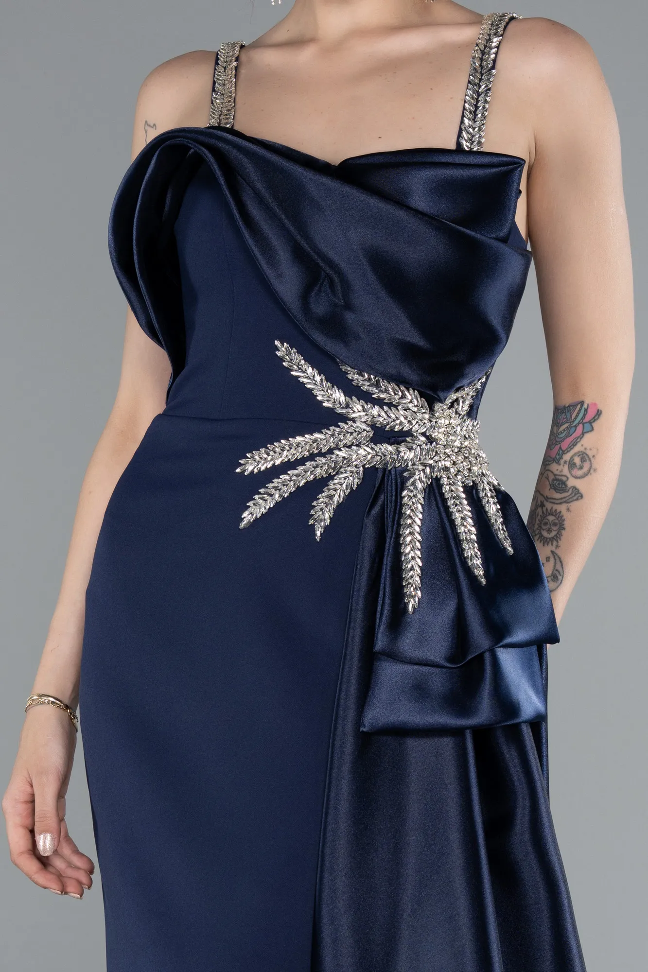 Navy Blue-Long Mermaid Prom Dress ABU4987