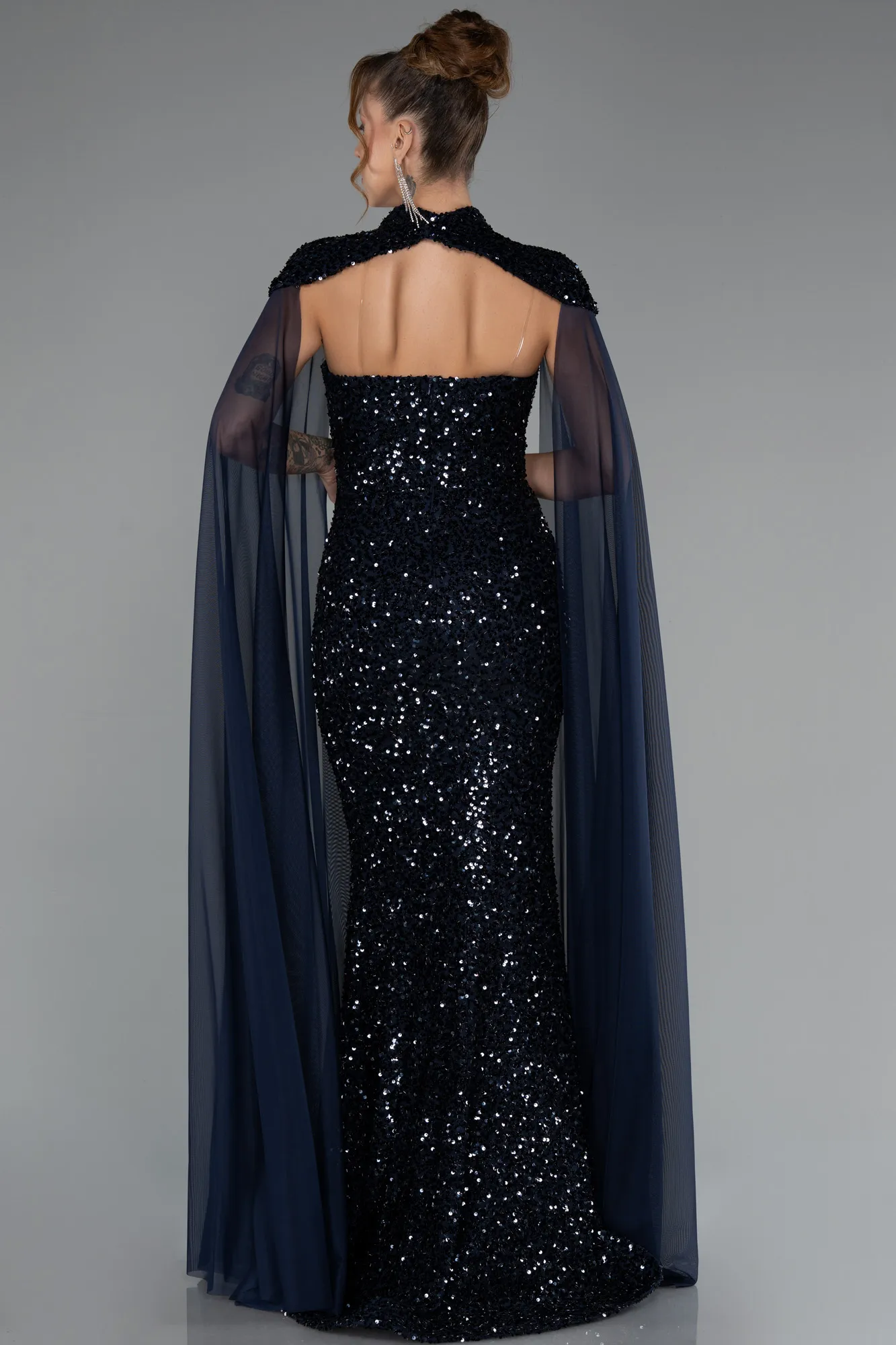 Navy Blue-Long Mermaid Prom Dress ABU5364