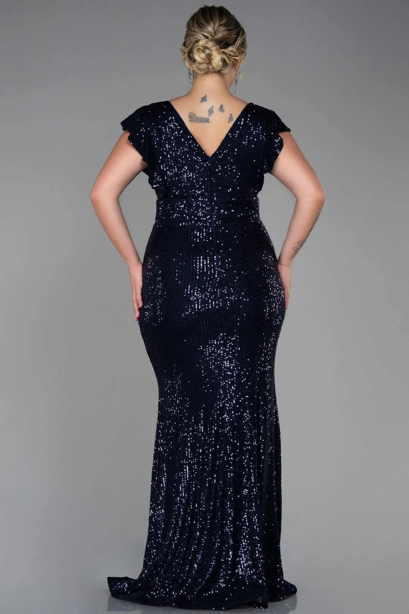 Navy Blue-Long Oversized Evening Dress ABU1045