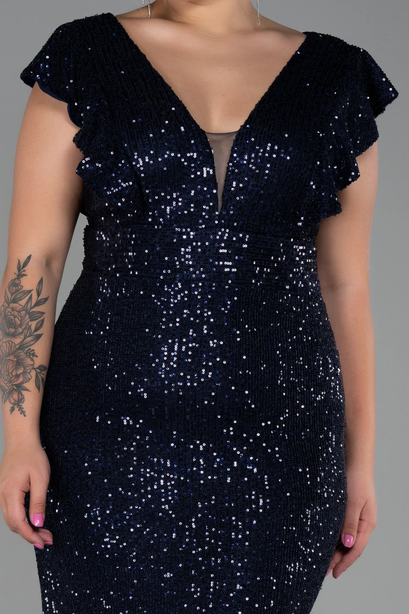 Navy Blue-Long Oversized Evening Dress ABU1045