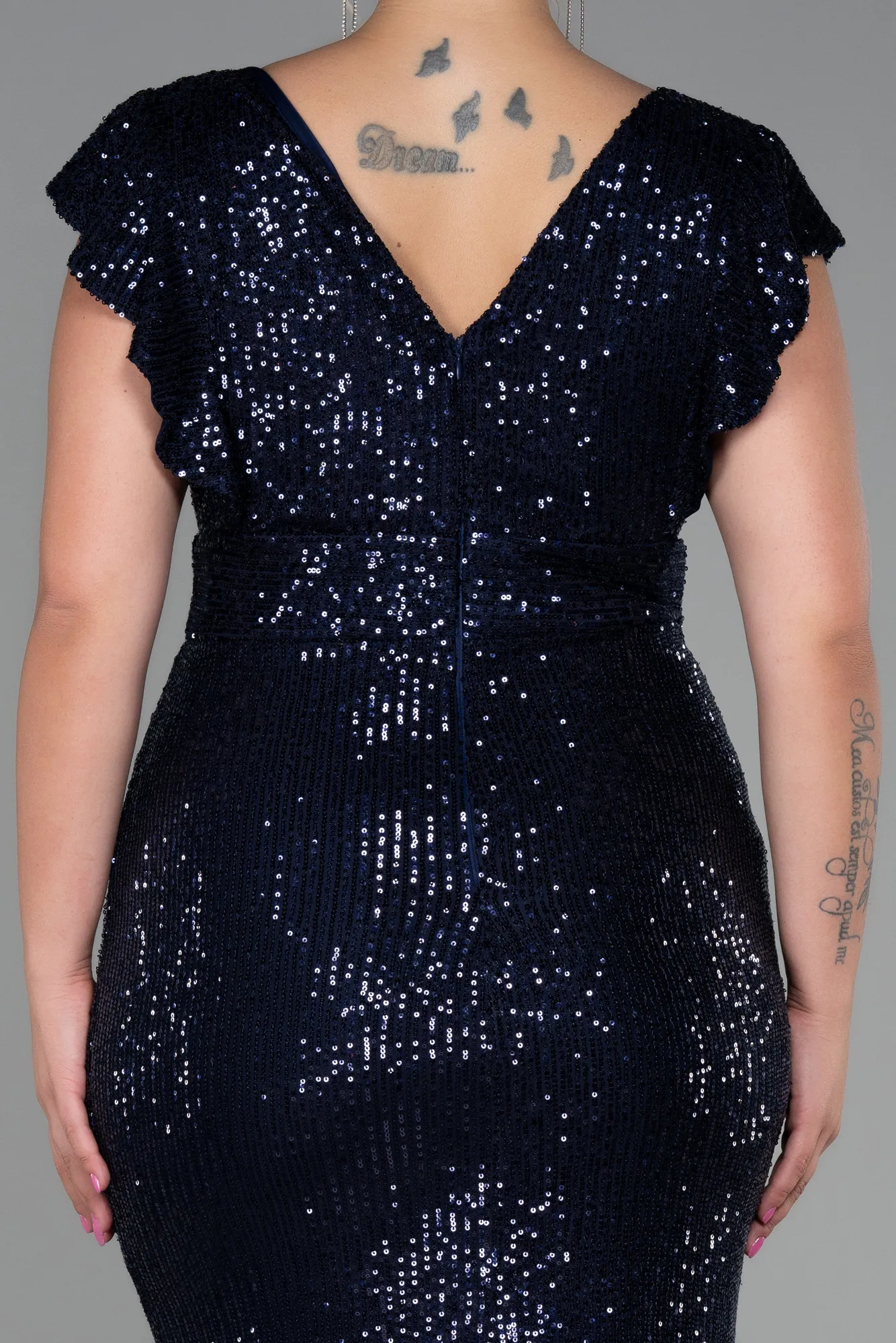 Navy Blue-Long Oversized Evening Dress ABU1045