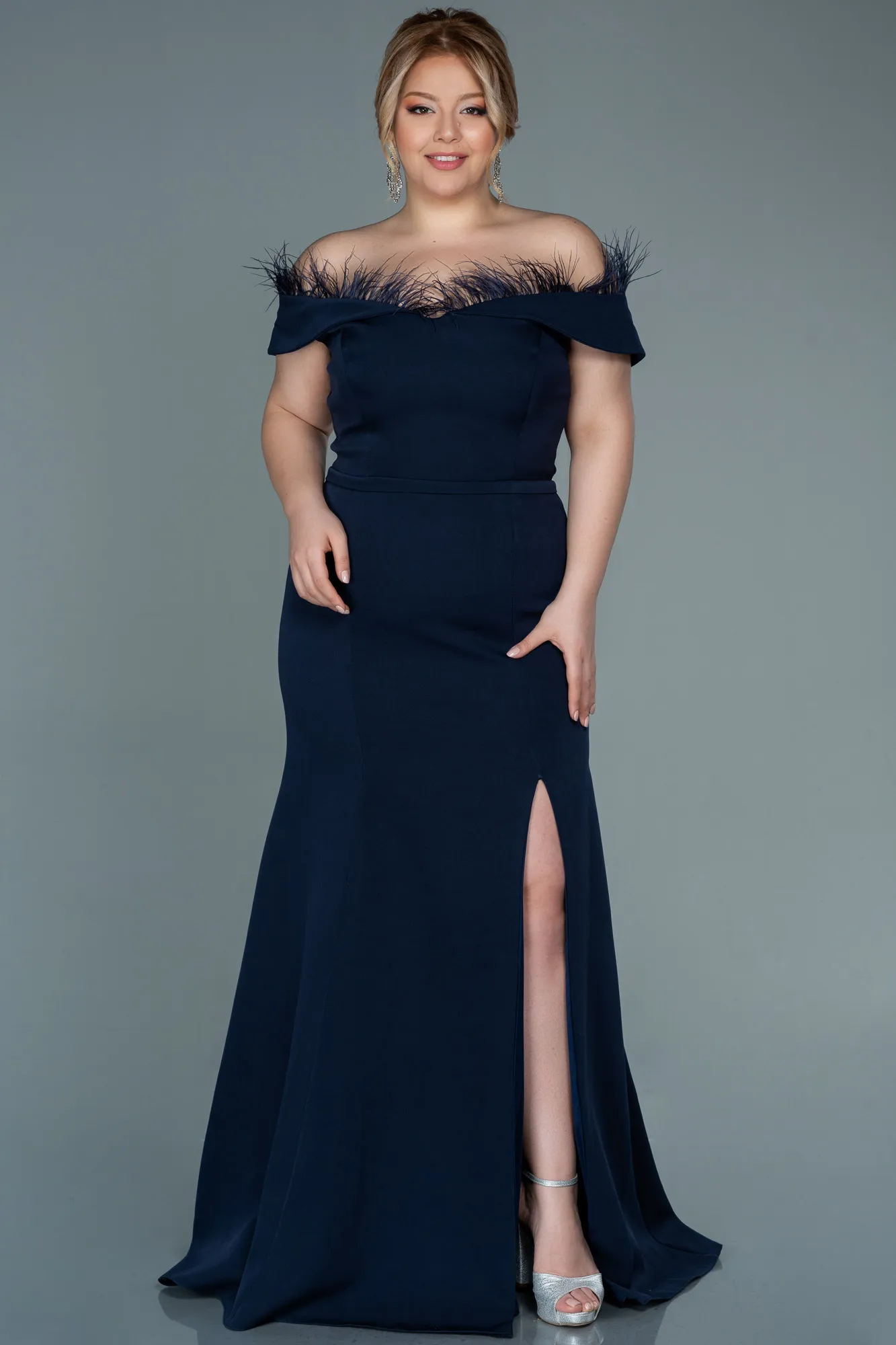 Navy Blue-Long Oversized Evening Dress ABU1459